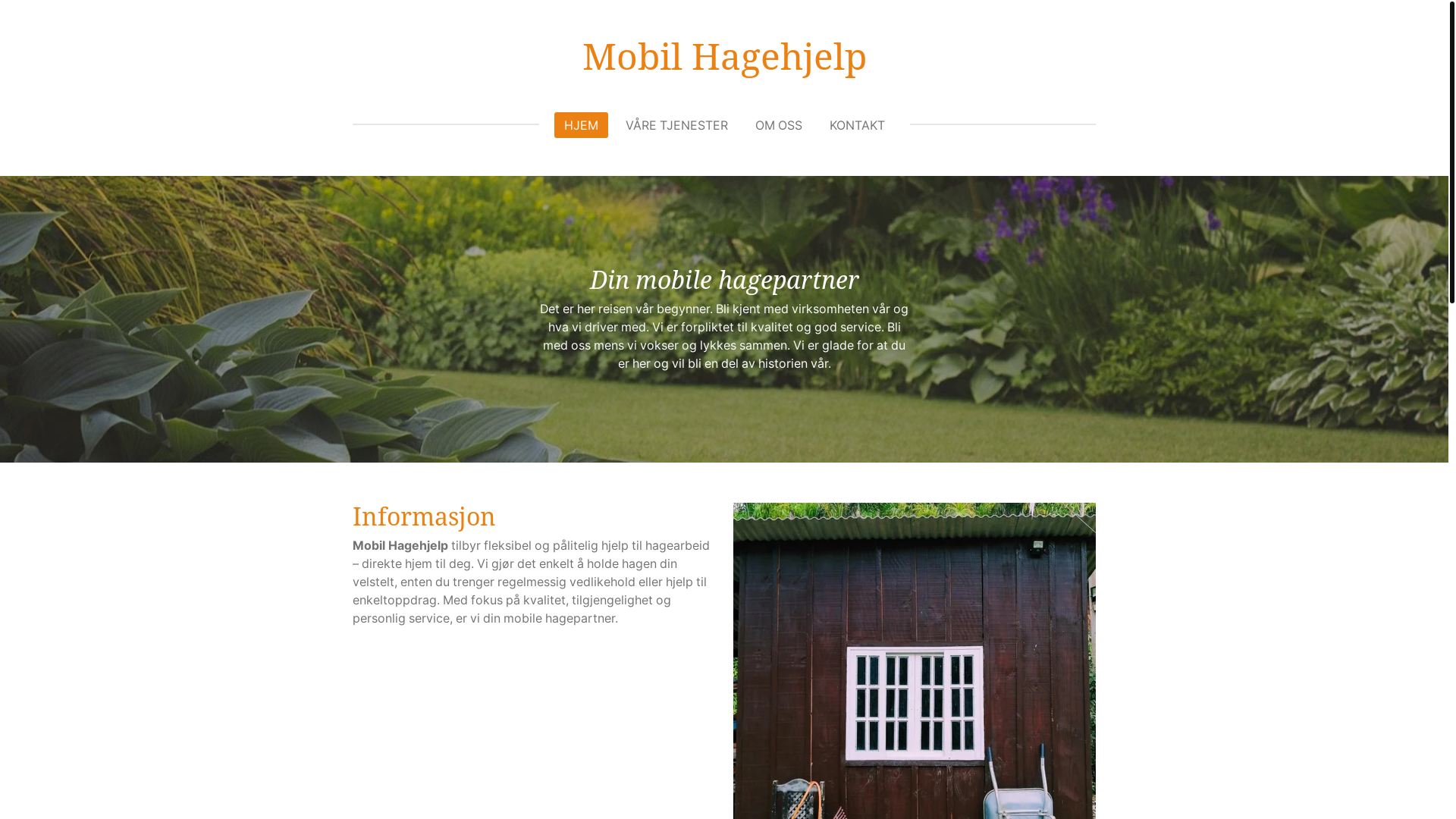 website screenshot of https://mobilhagehjelp.no/