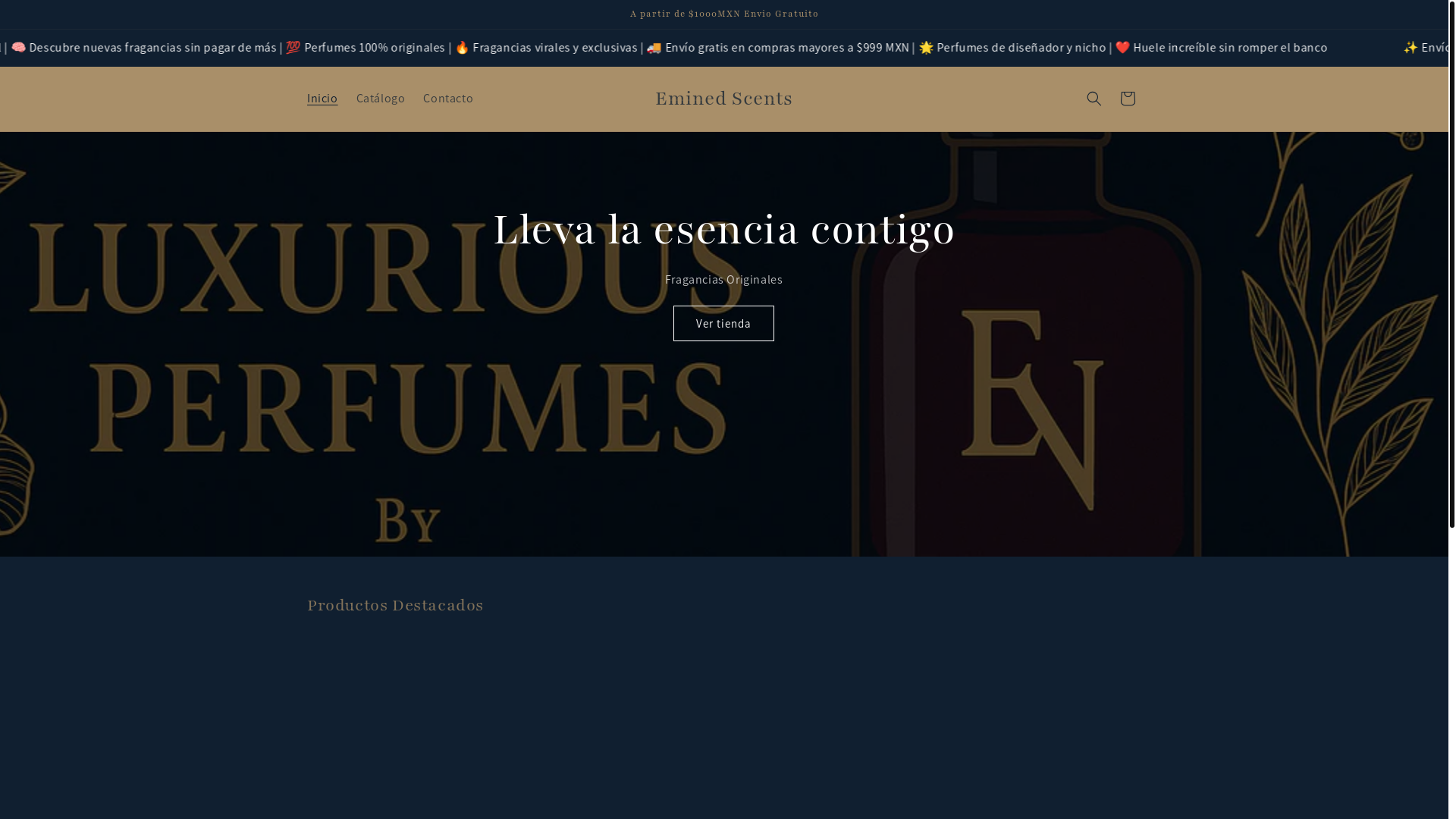 website screenshot of https://eminedscents.com/