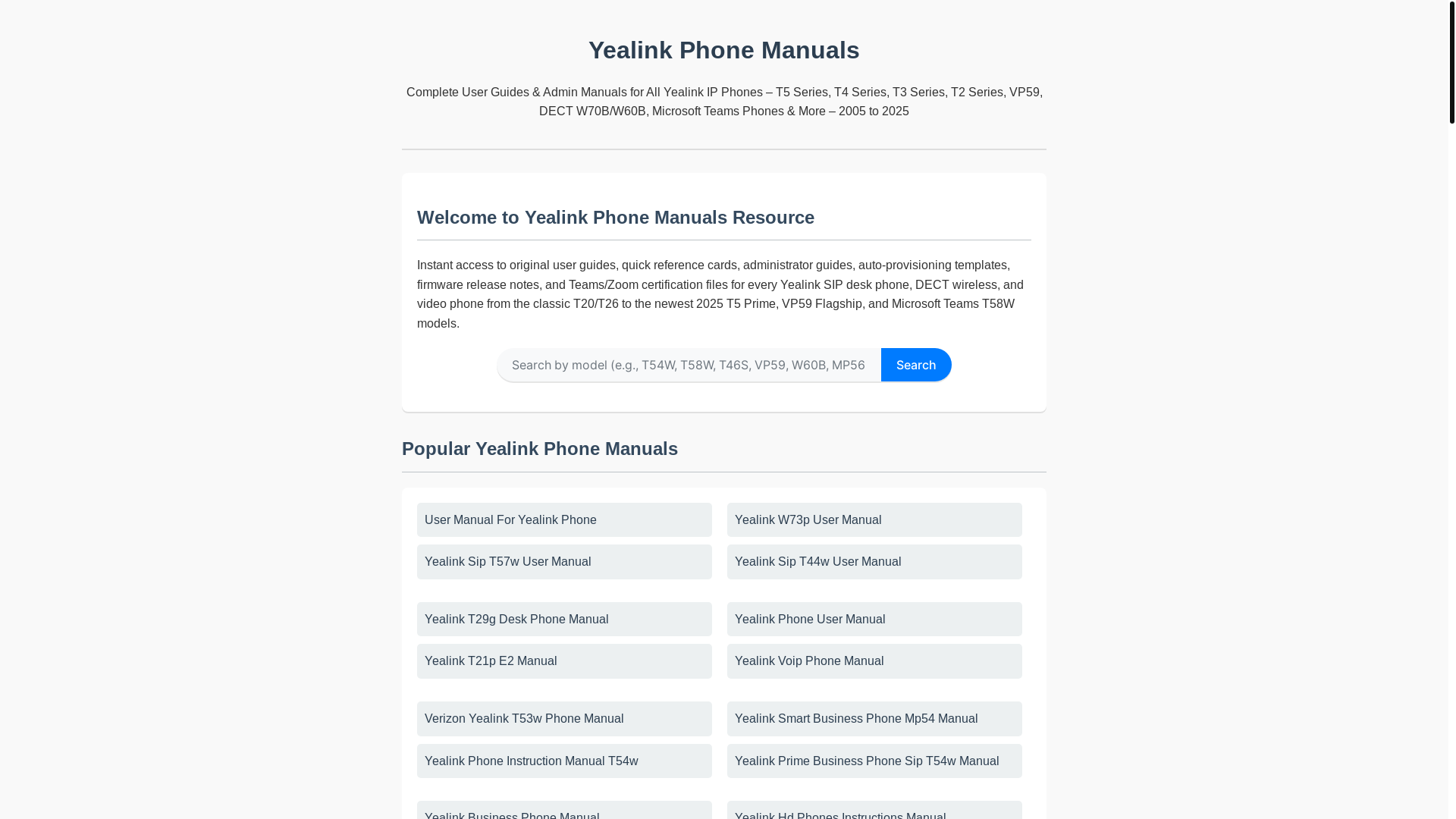 website screenshot of https://yealink-phone-manual.com/