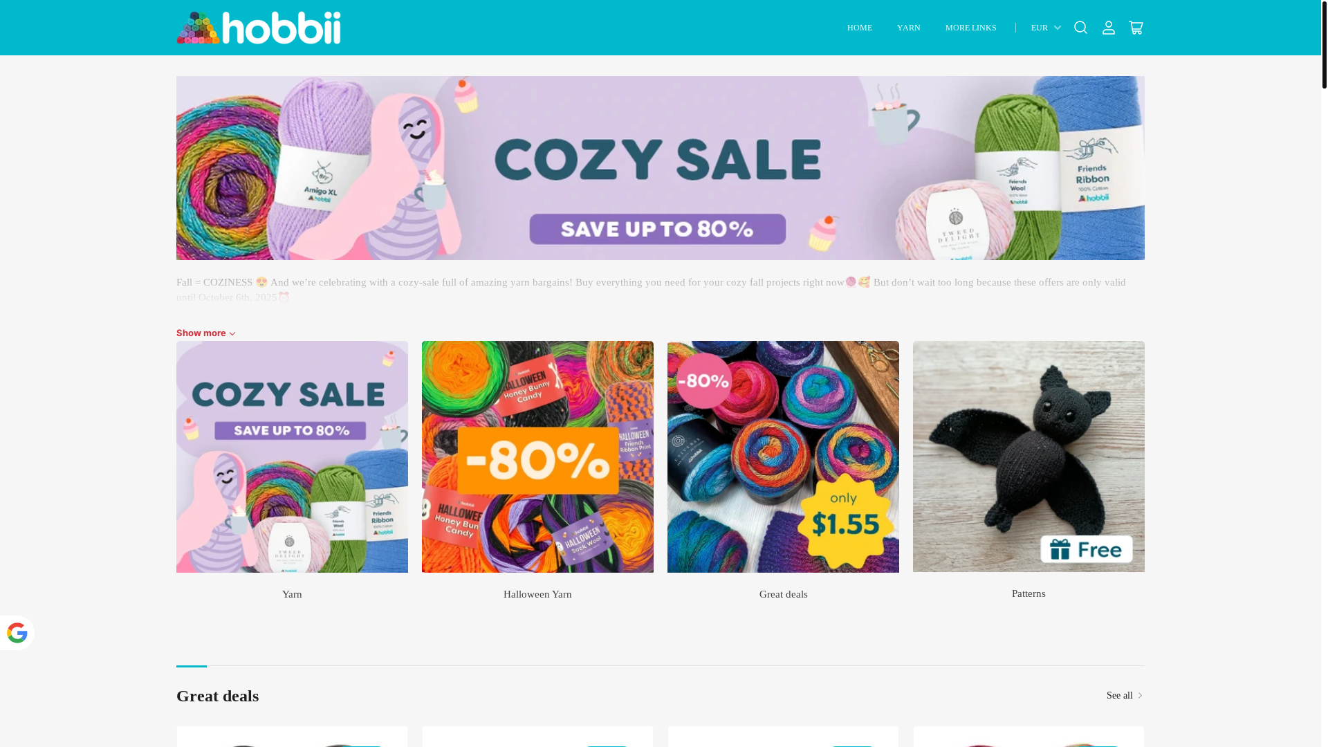website screenshot of https://hobbii-outlet-store.vip/
