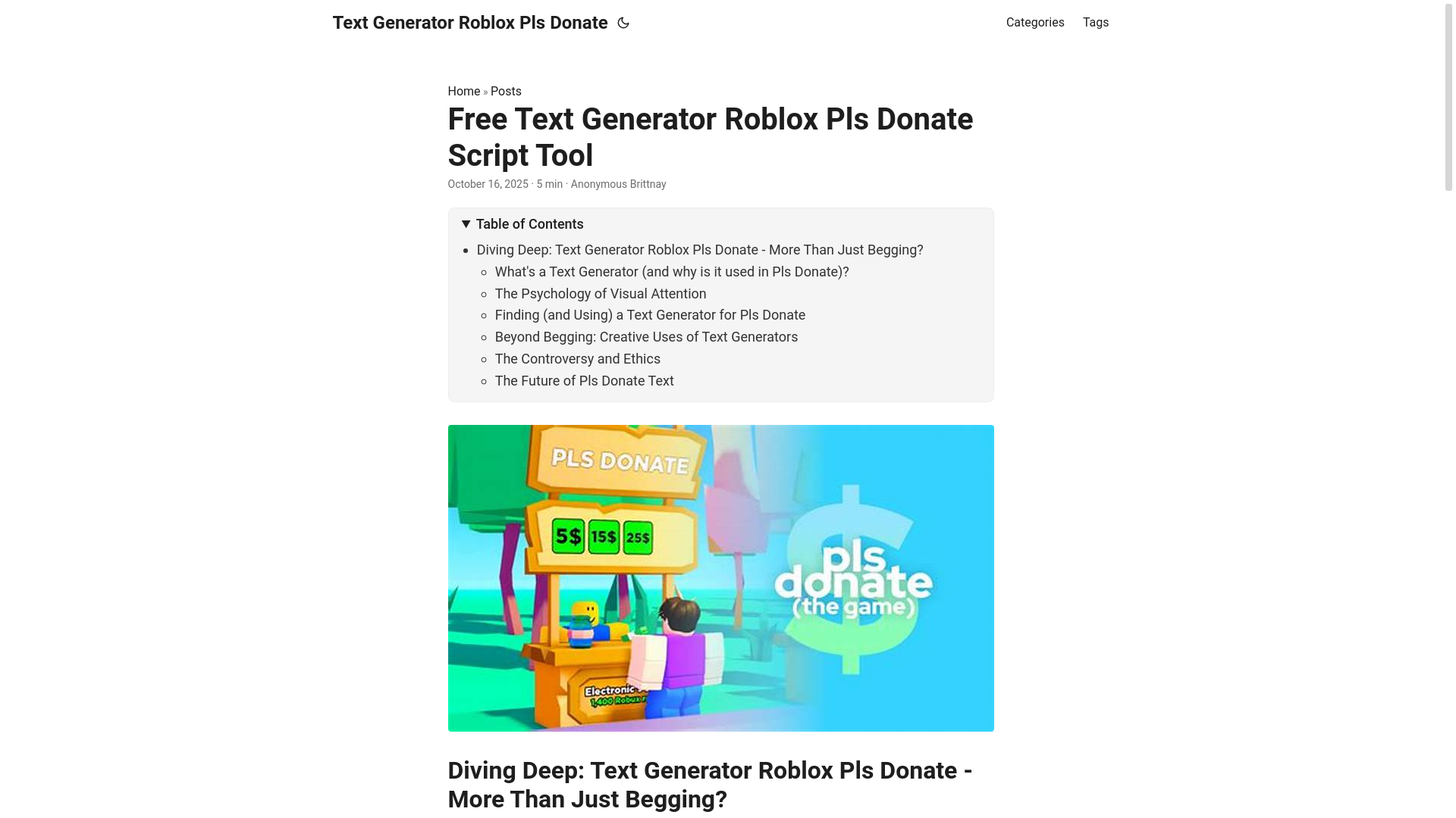 website screenshot of https://text-generator-roblox-pls-donate.pages.dev/
