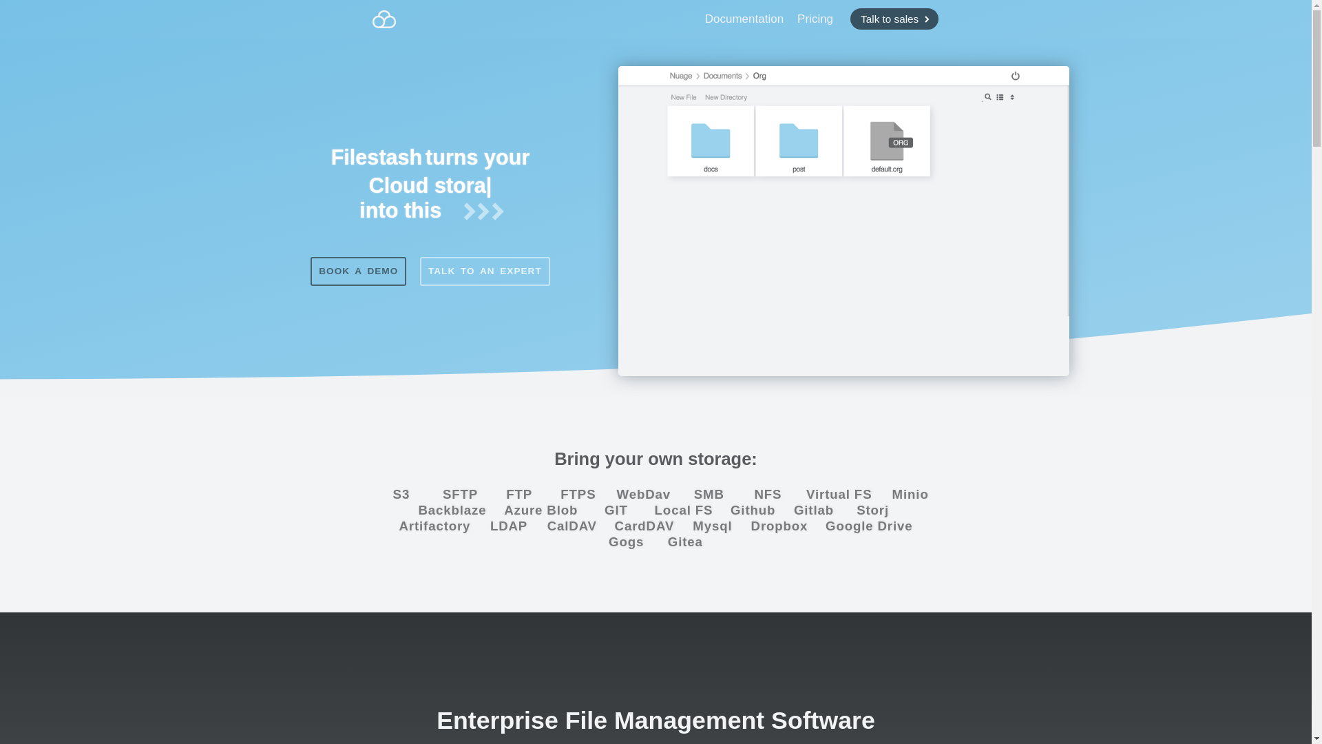 website screenshot of https://filestash.app/