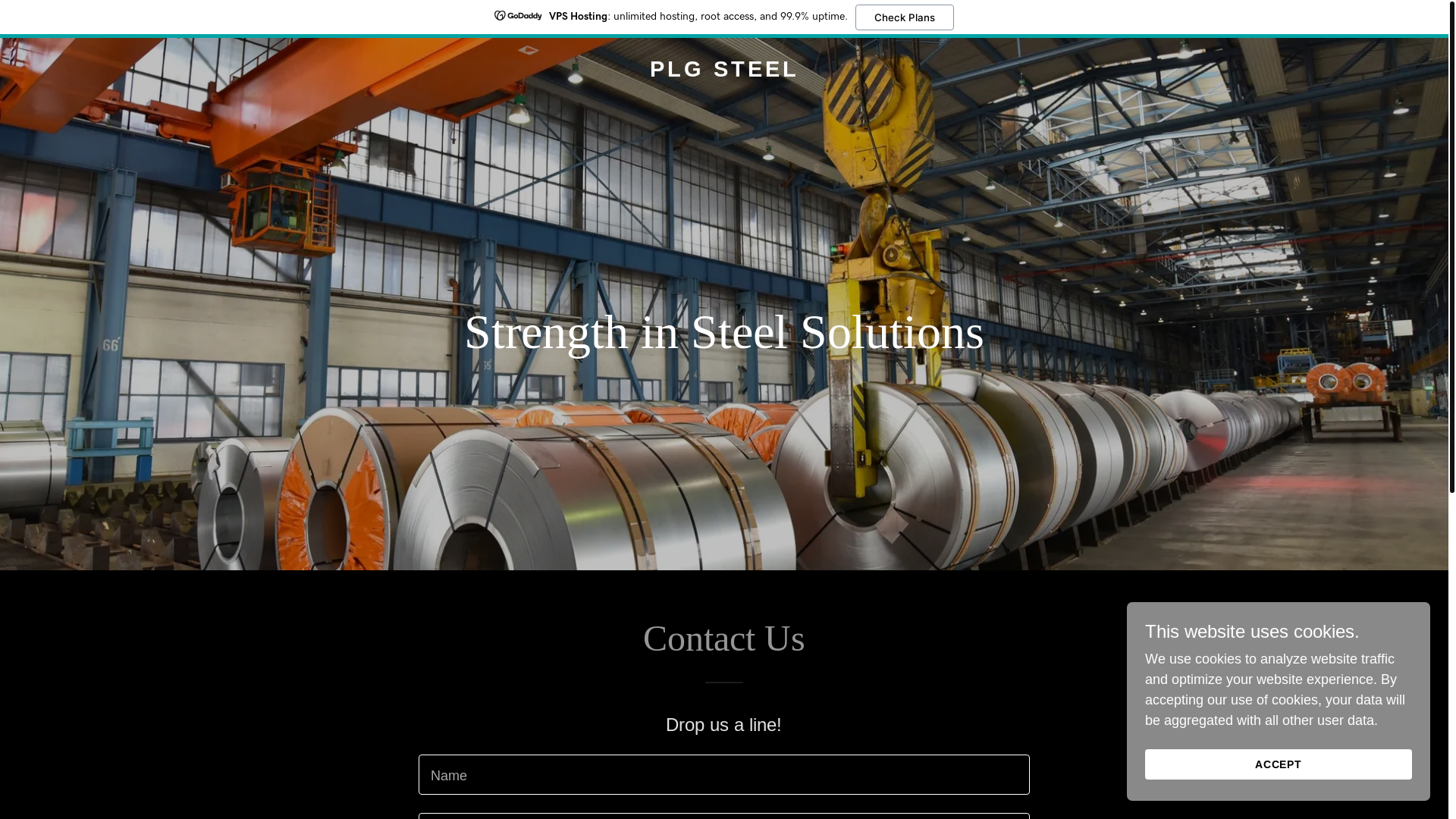 website screenshot of https://plgsteel.com/