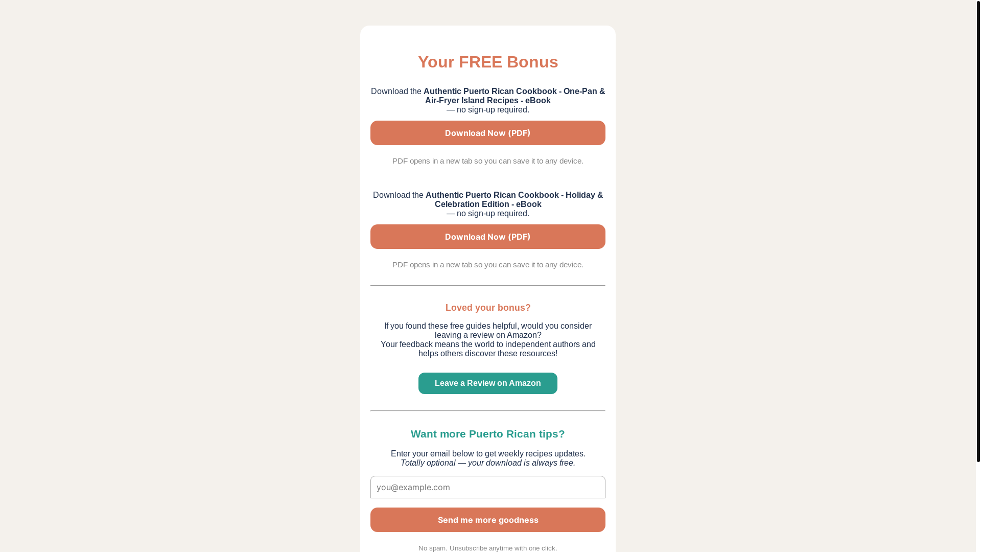 website screenshot of https://puertoricancookbookbonus.pages.dev/