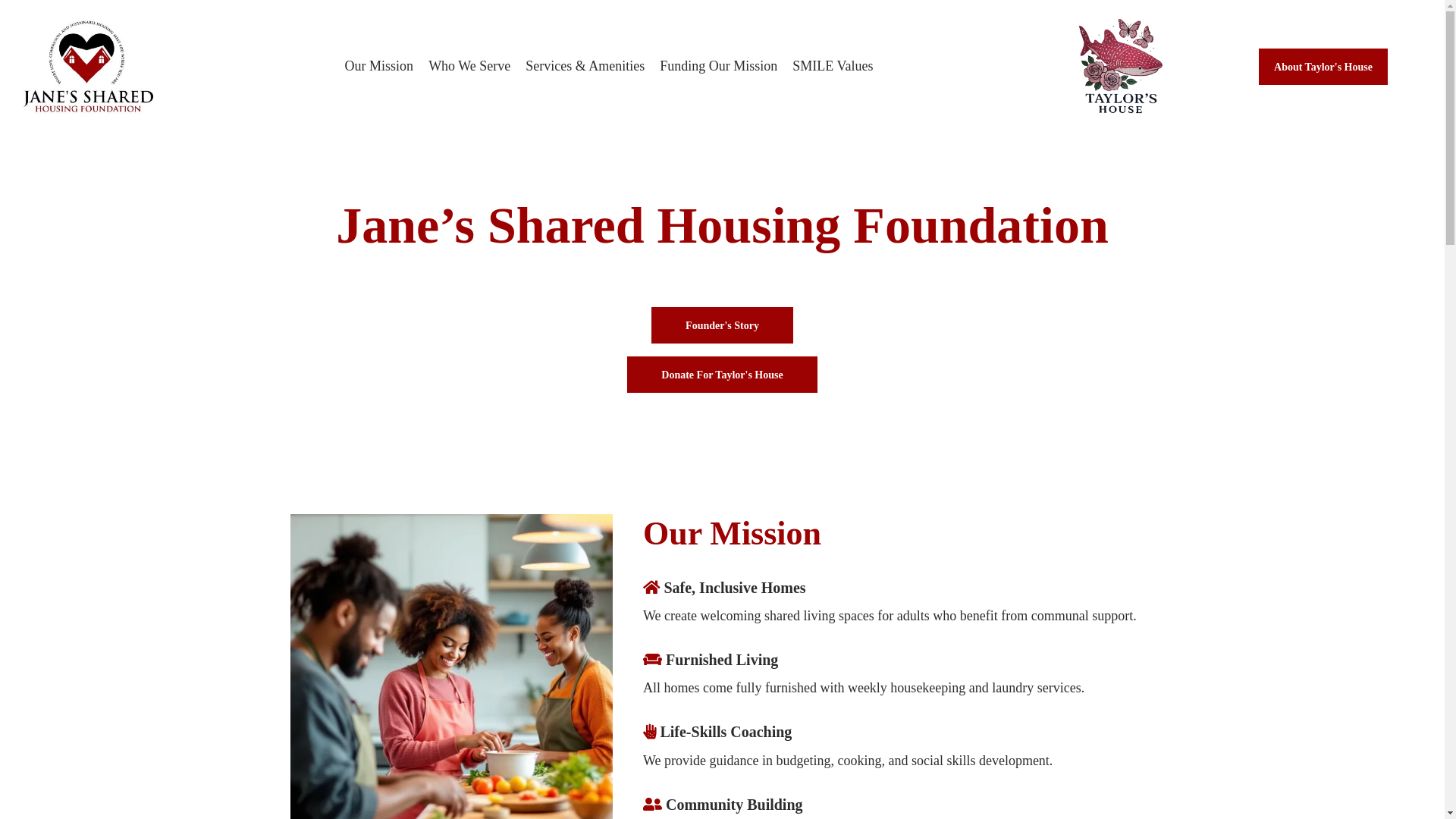 website screenshot of https://janessharedhousingfoundation.org/