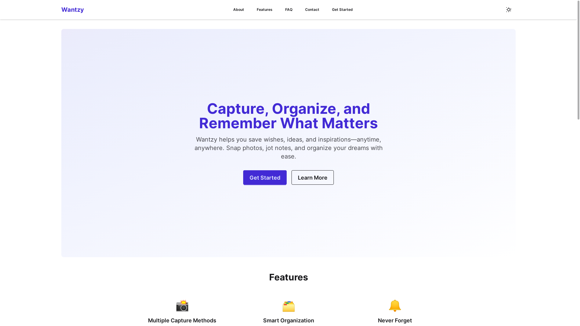 website screenshot of https://wantzy-web.pages.dev/