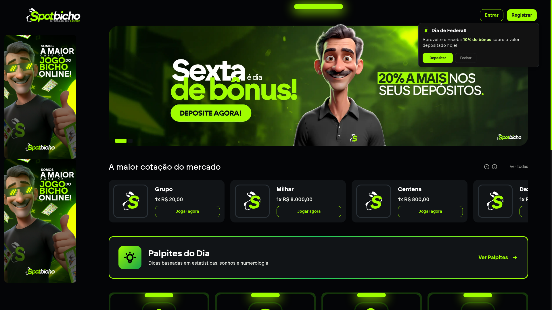 website screenshot of https://spotbicho.com/