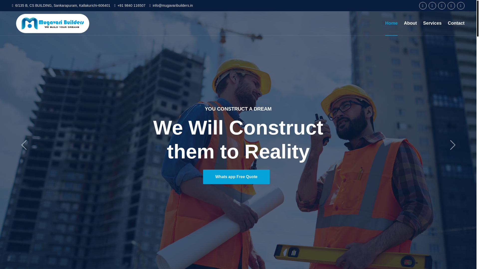 website screenshot of https://mugavaribuilders.in/