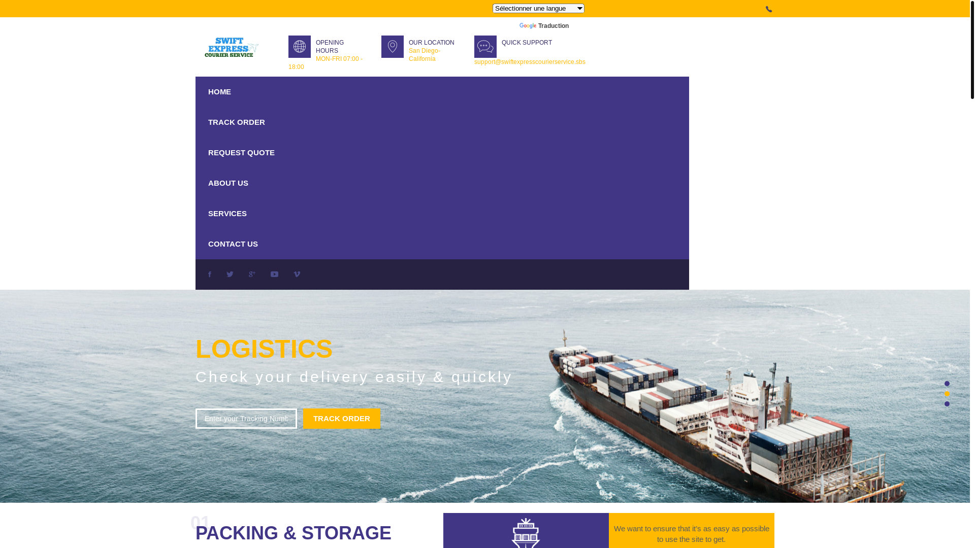 website screenshot of https://swiftexpresscourierservice.com/