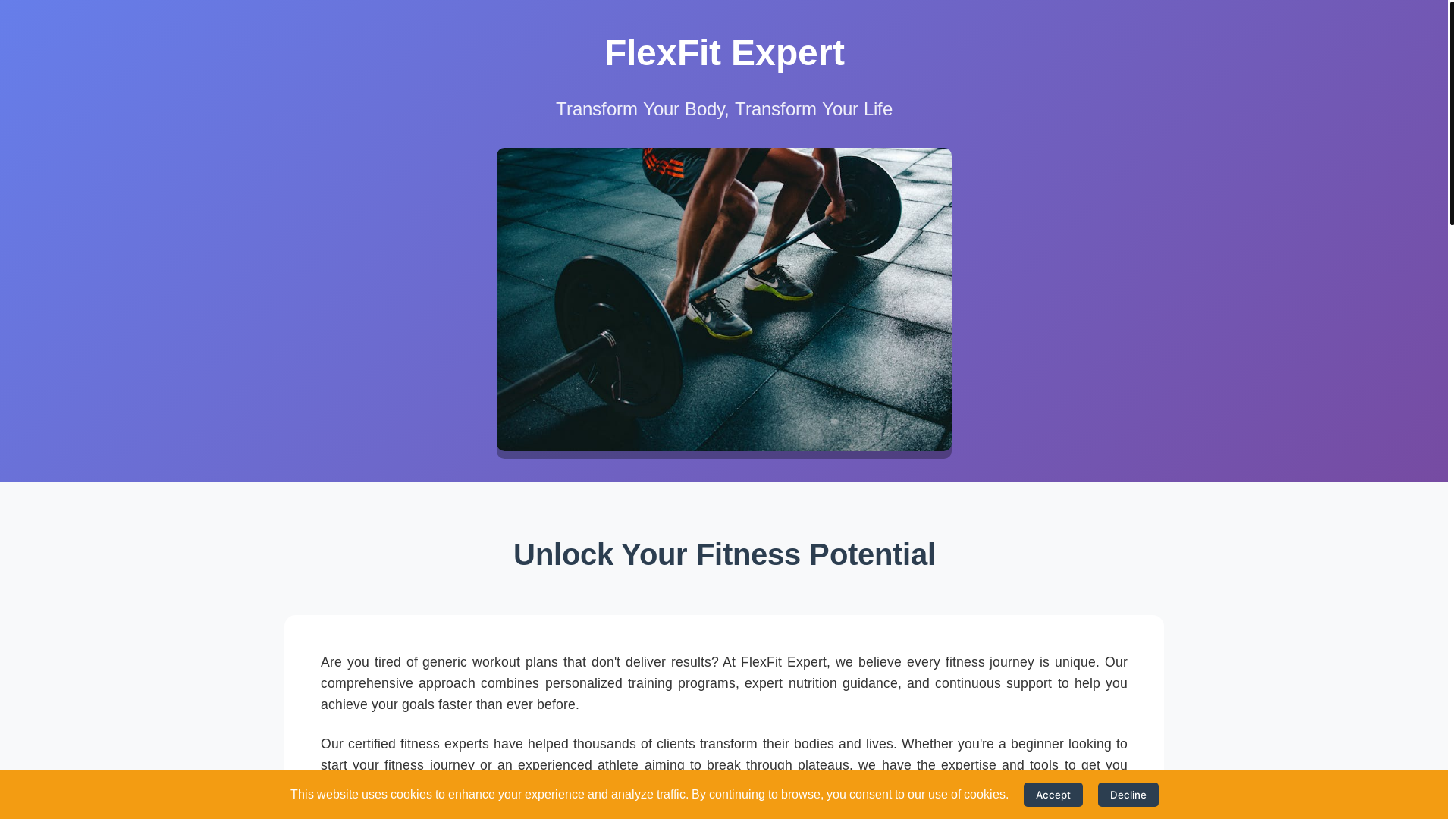 website screenshot of https://flexfitexpert.run/