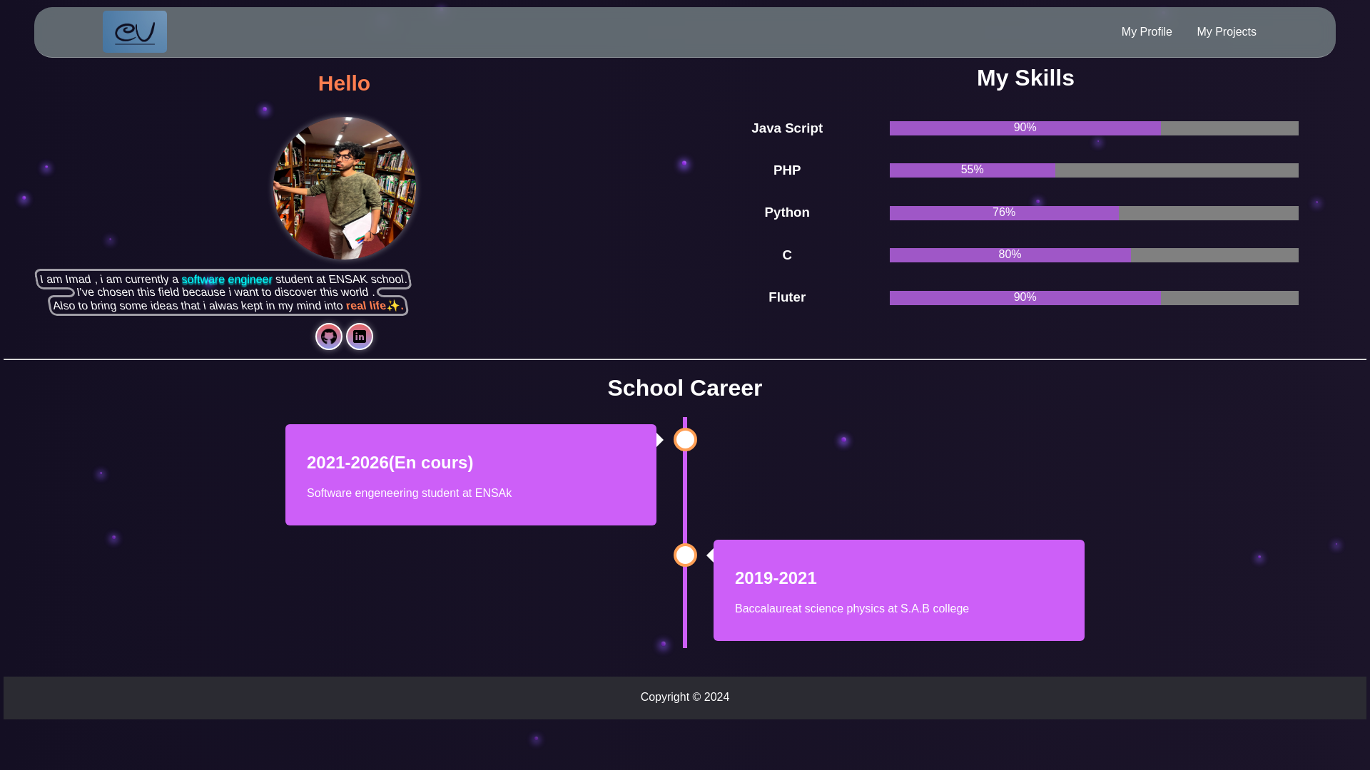 website screenshot of https://imadspace.me/