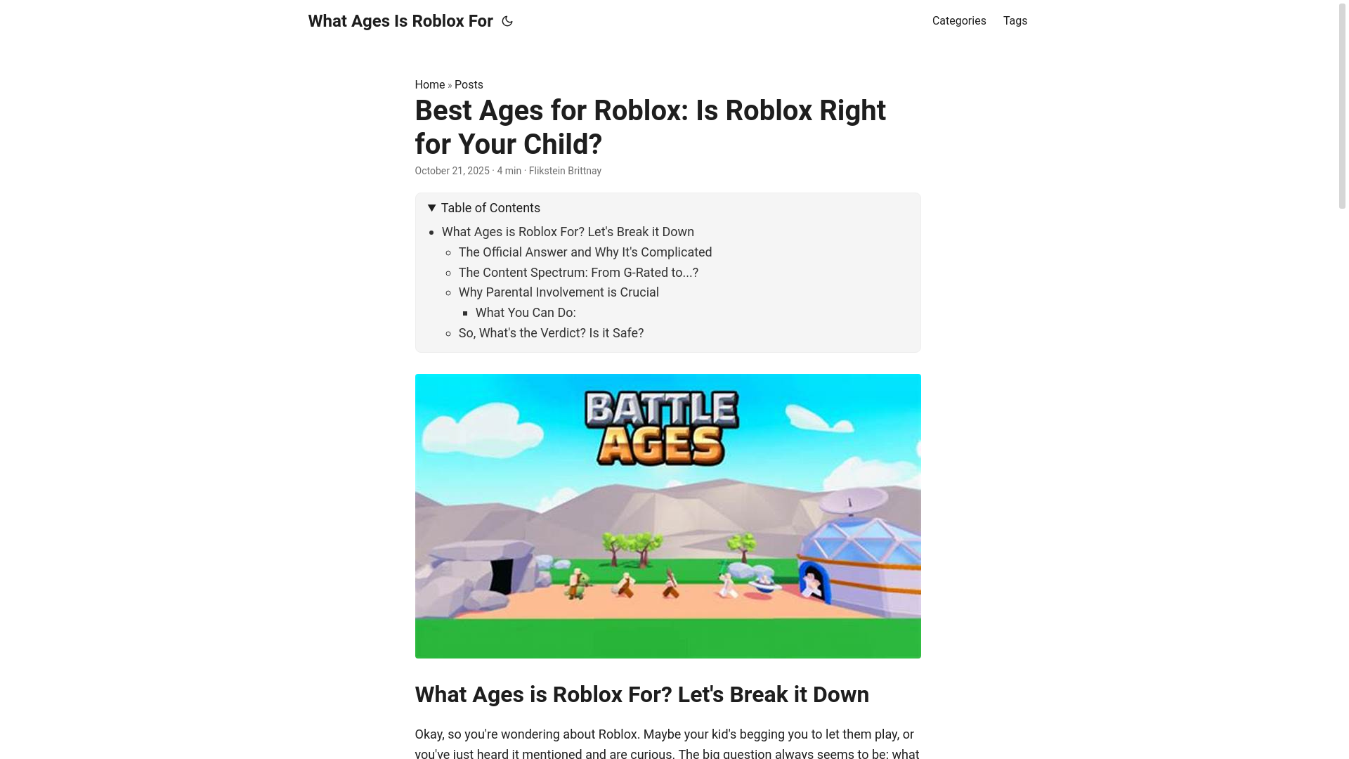 website screenshot of https://what-ages-is-roblox-for.pages.dev/