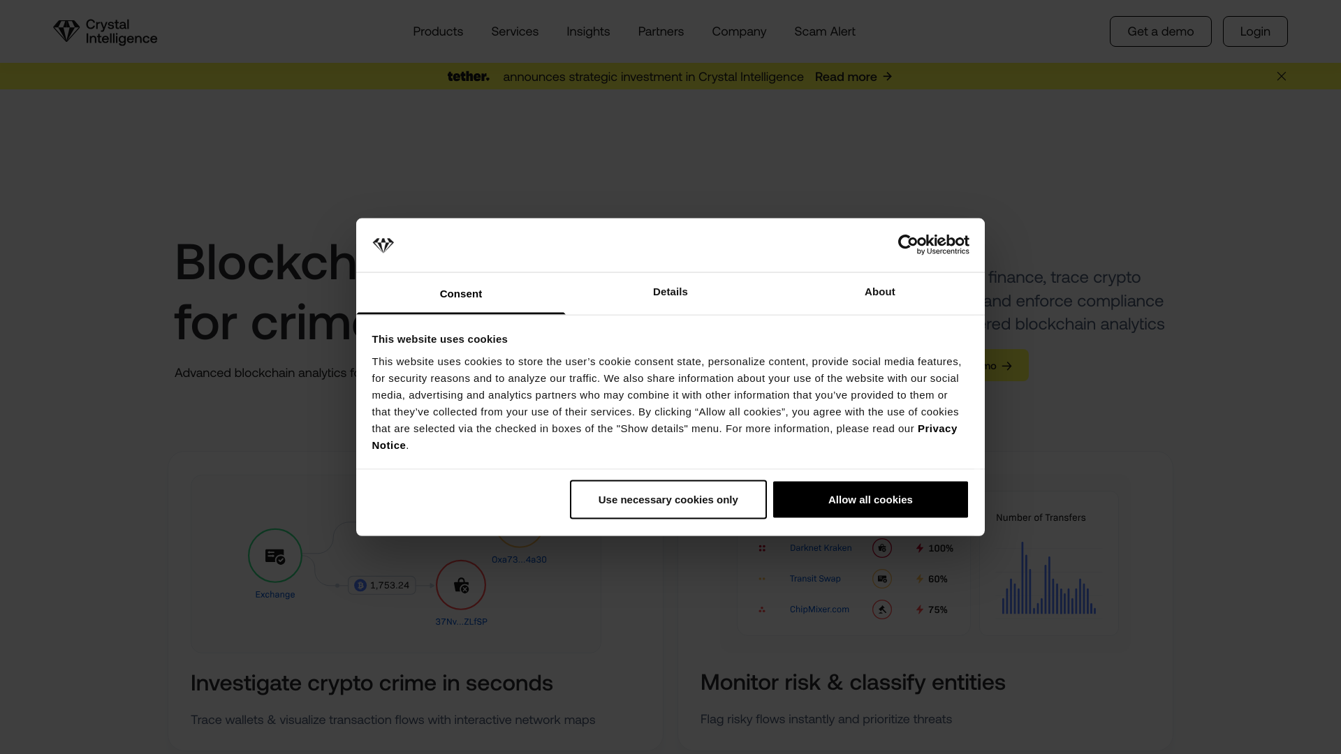 website screenshot of https://usecrystalintelligence.com/