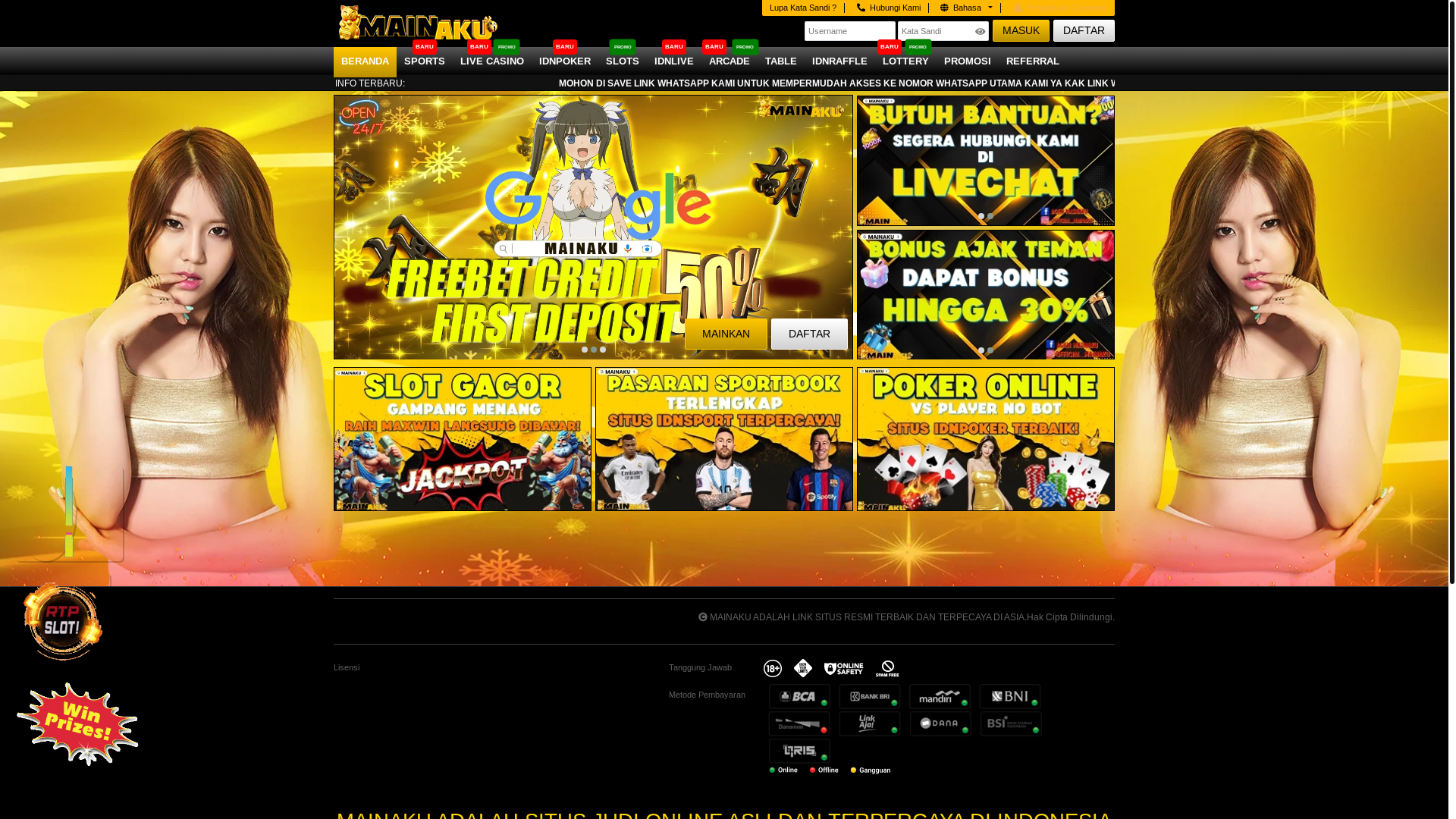 website screenshot of https://situsmainaku.icu/