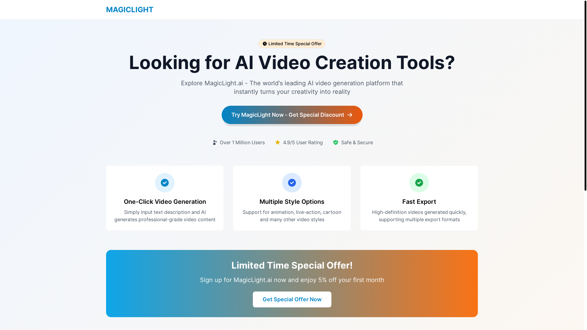 website screenshot of https://magiclight-ai.pages.dev/
