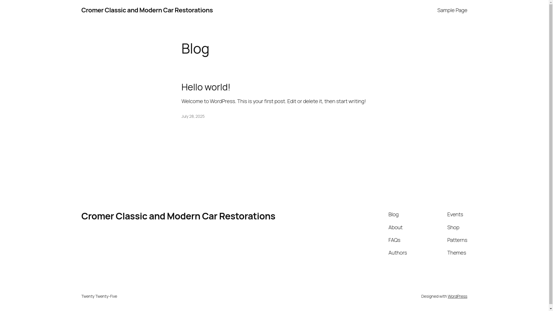 website screenshot of https://cromerclassicandmodernrestorations.co.uk/