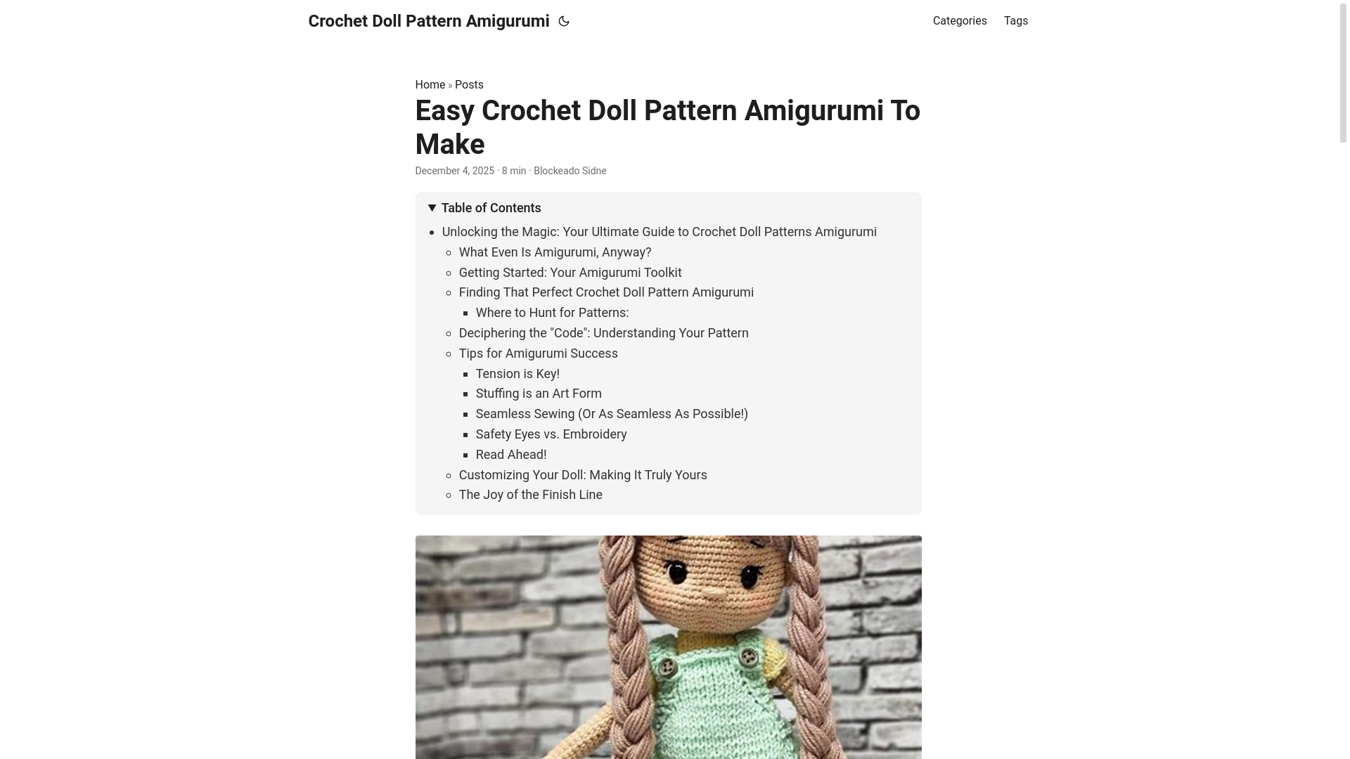 website screenshot of https://crochetdollpatternamigurumi.pages.dev/