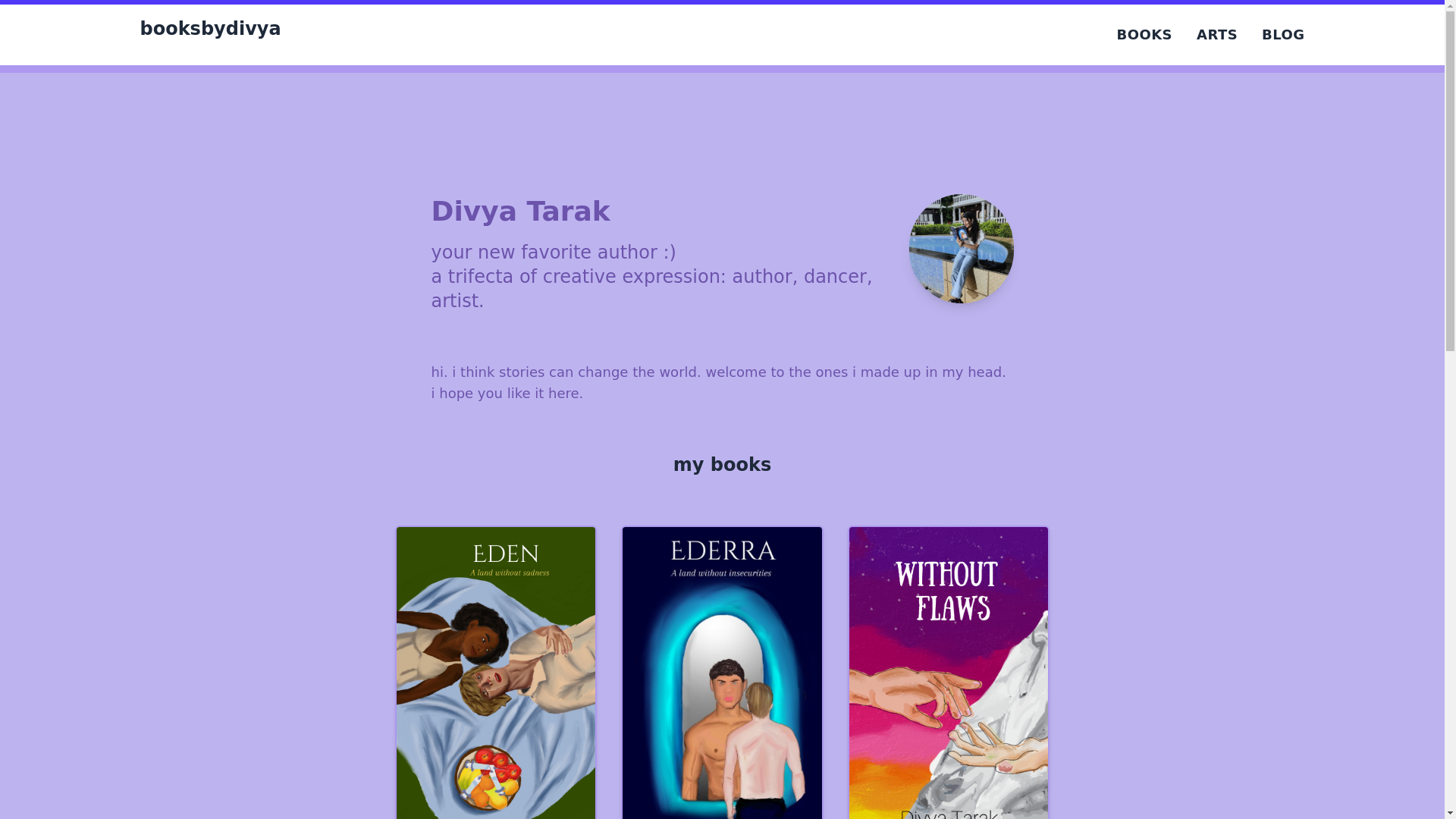 website screenshot of https://booksbydivya.com/