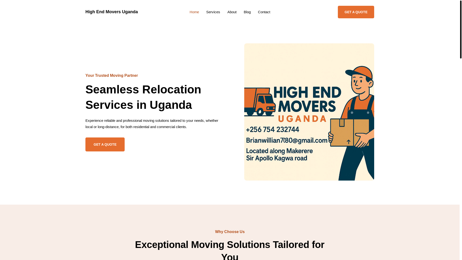 website screenshot of https://highendmoversuganda.com/