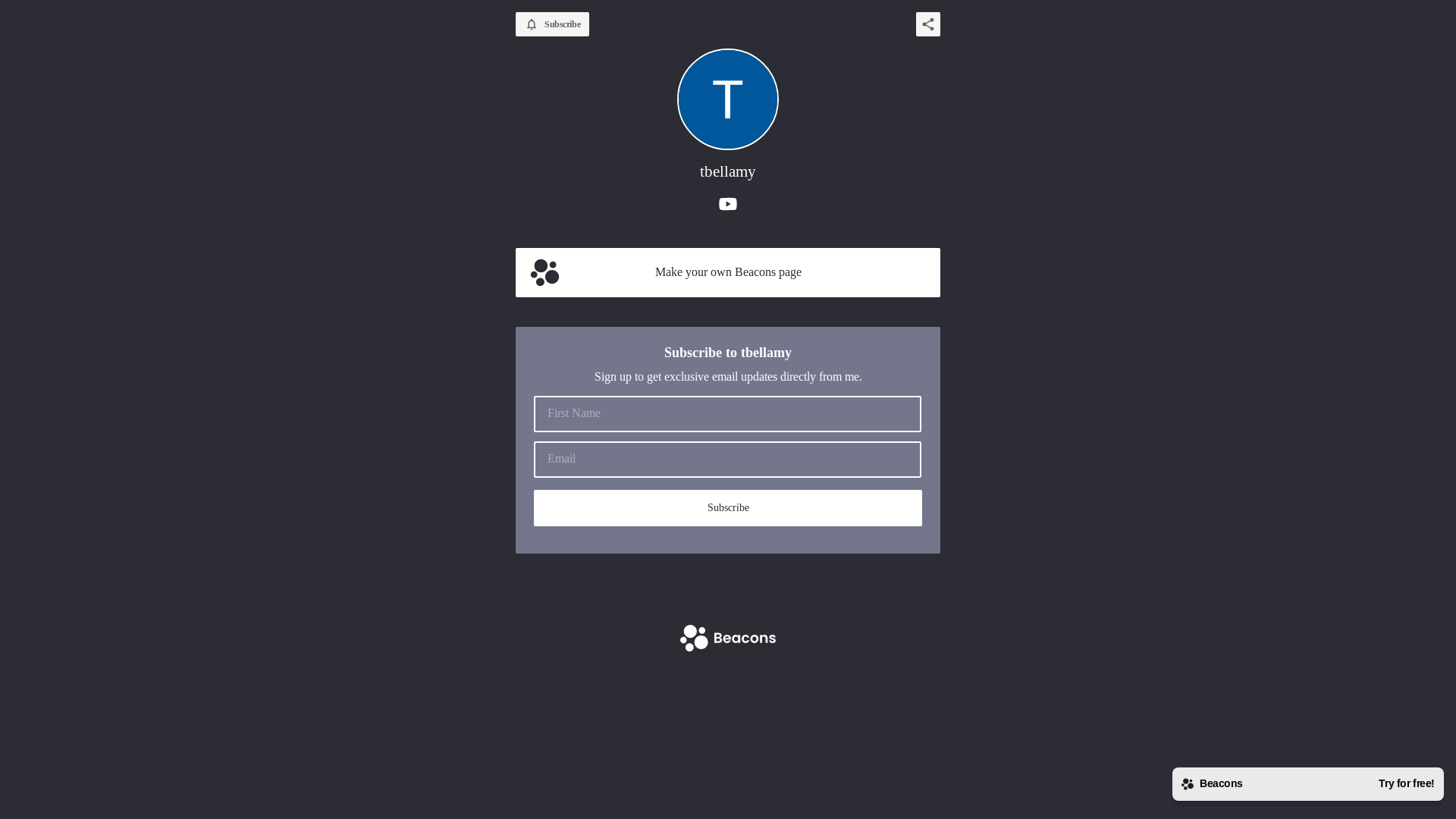 website screenshot of https://tbellamy.store/