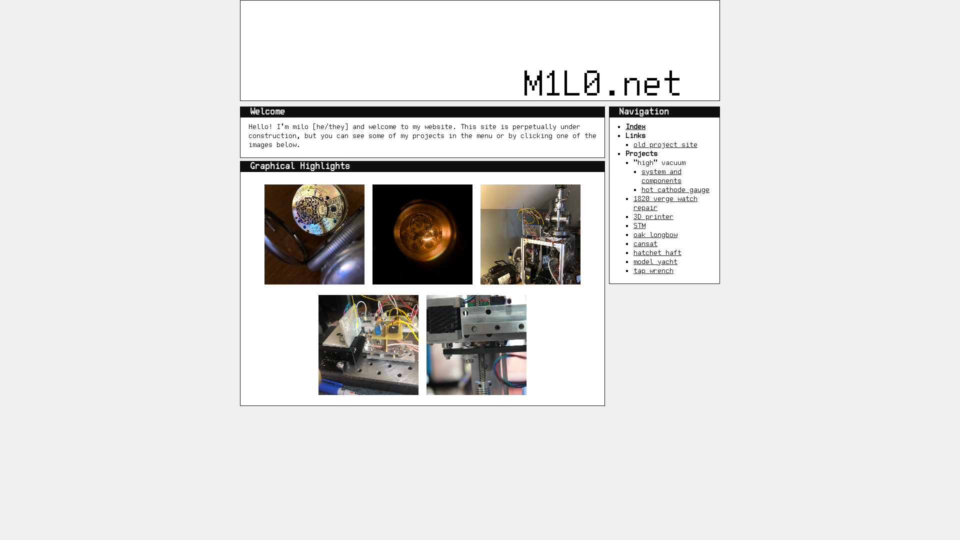 website screenshot of https://milocoombs.com/