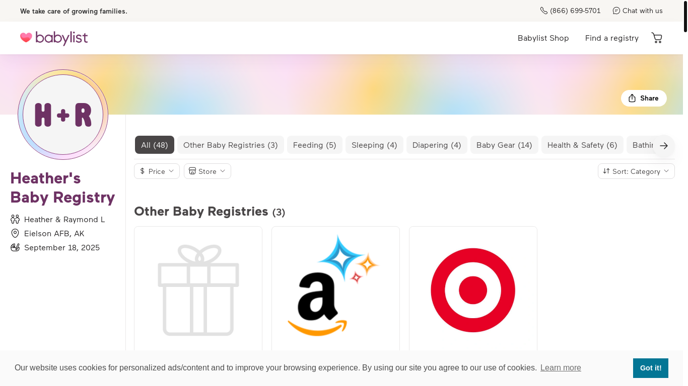 website screenshot of https://my.babylist.com/aecyguwhd
