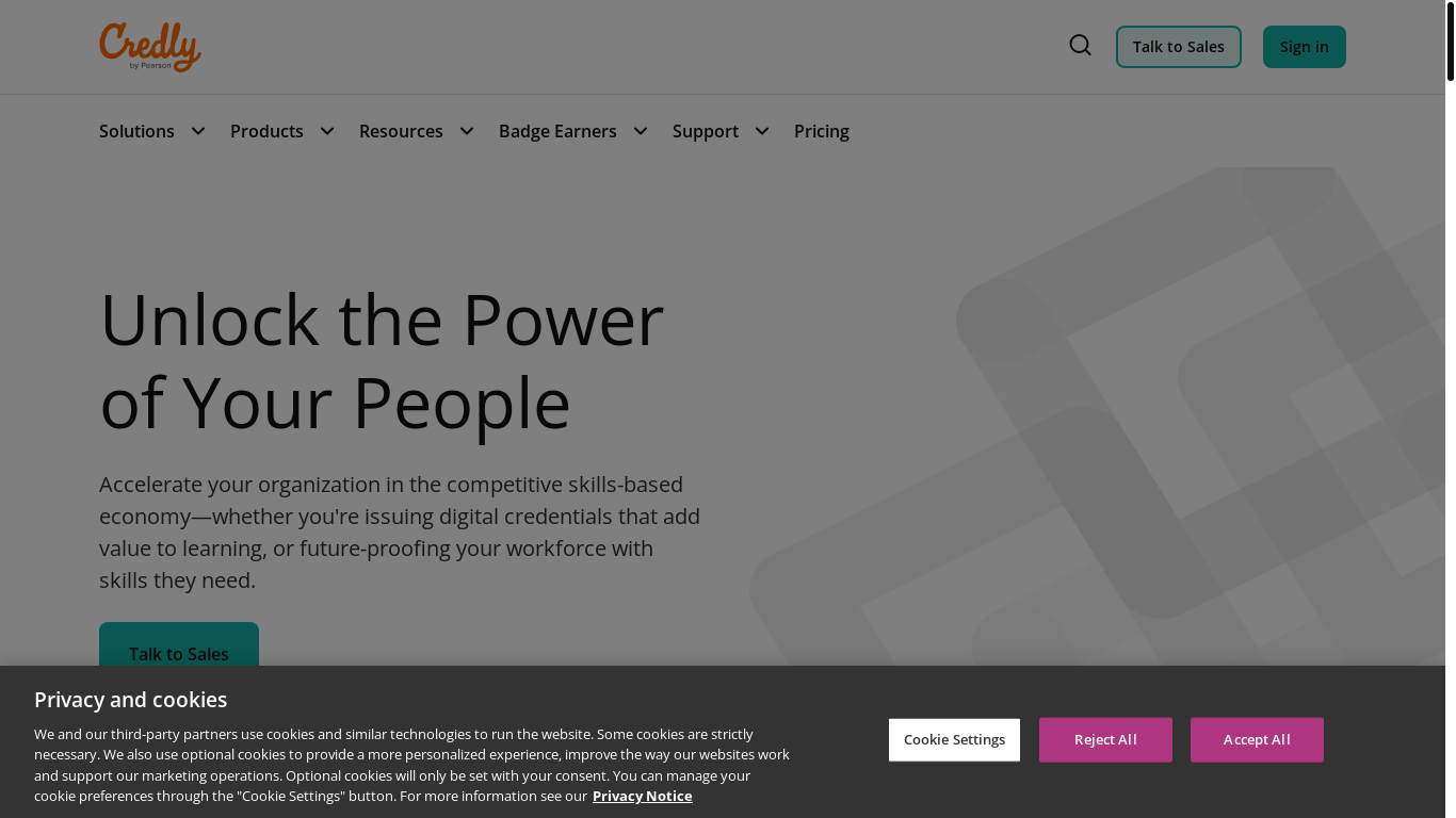 website screenshot of https://credly.com/