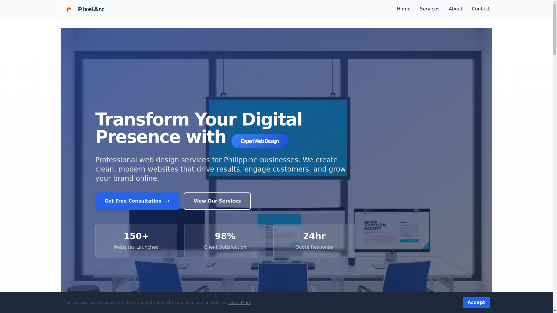 website screenshot of https://pixelarc.world/