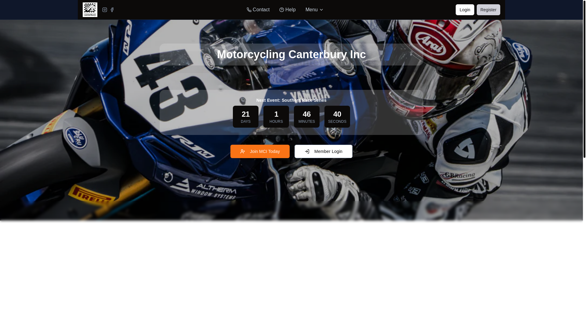 website screenshot of https://motorcyclingcanterbury.org/