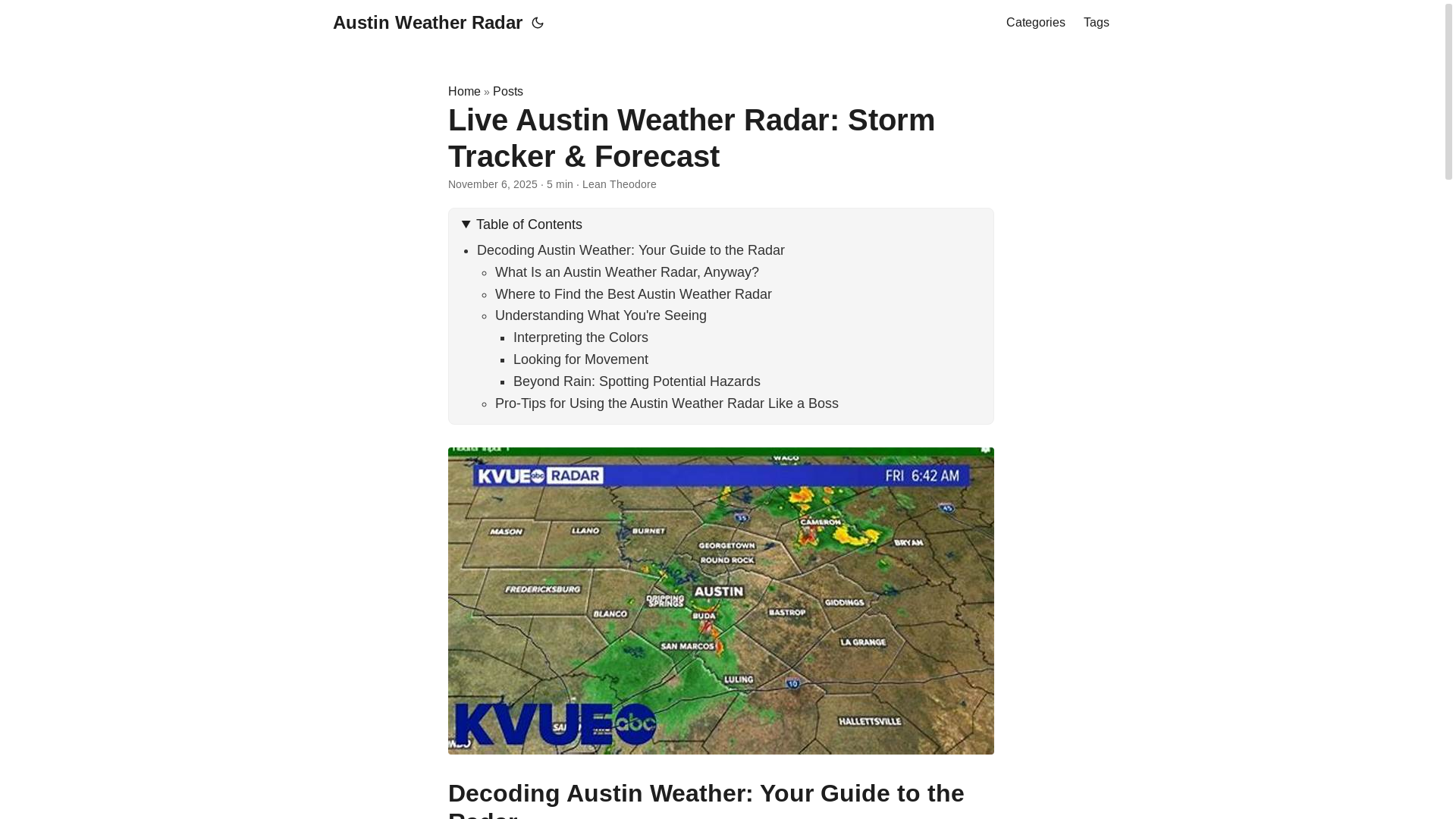 website screenshot of https://austin-weather-radar.pages.dev/