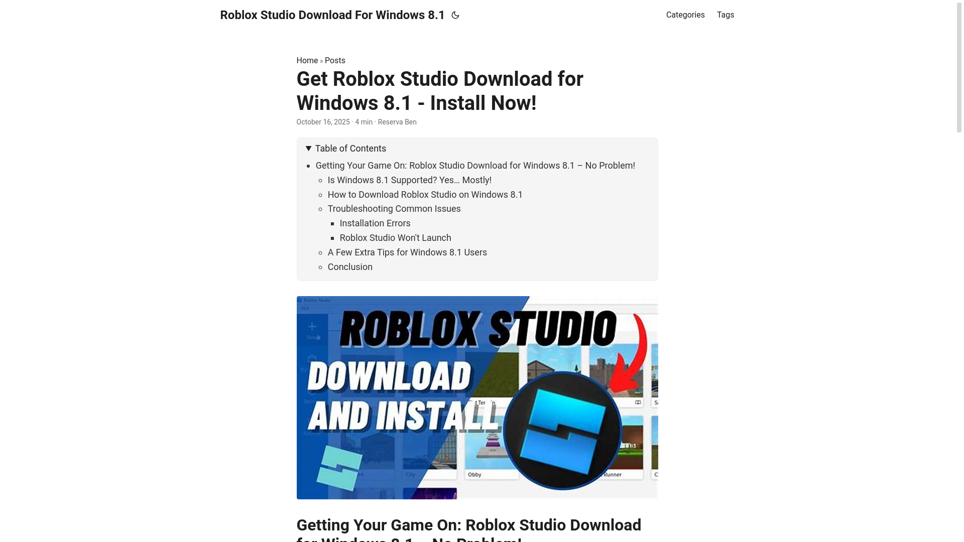 website screenshot of https://roblox-studio-download-for-windows-81.pages.dev/