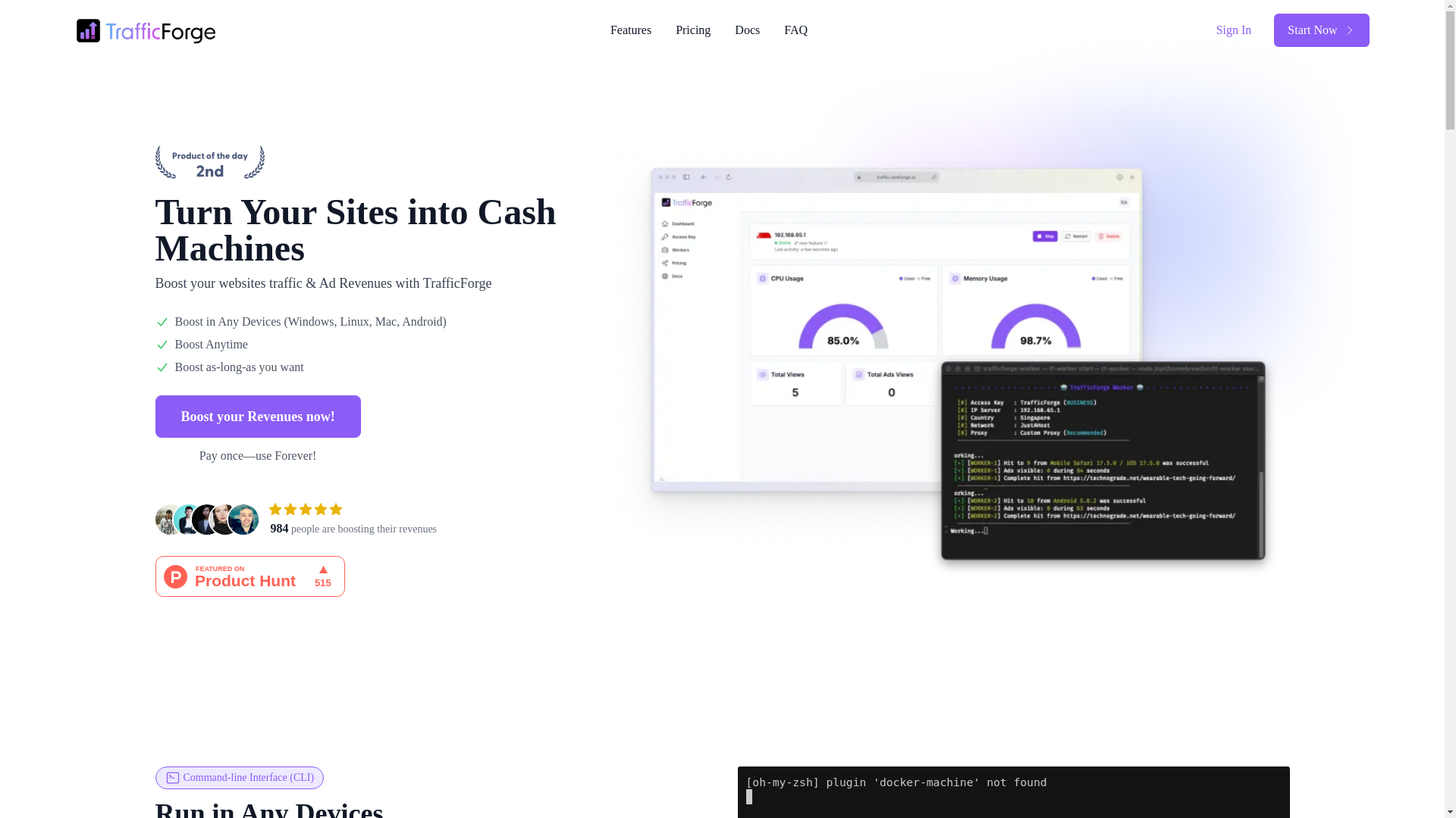 website screenshot of https://trafficforge-landing.pages.dev/