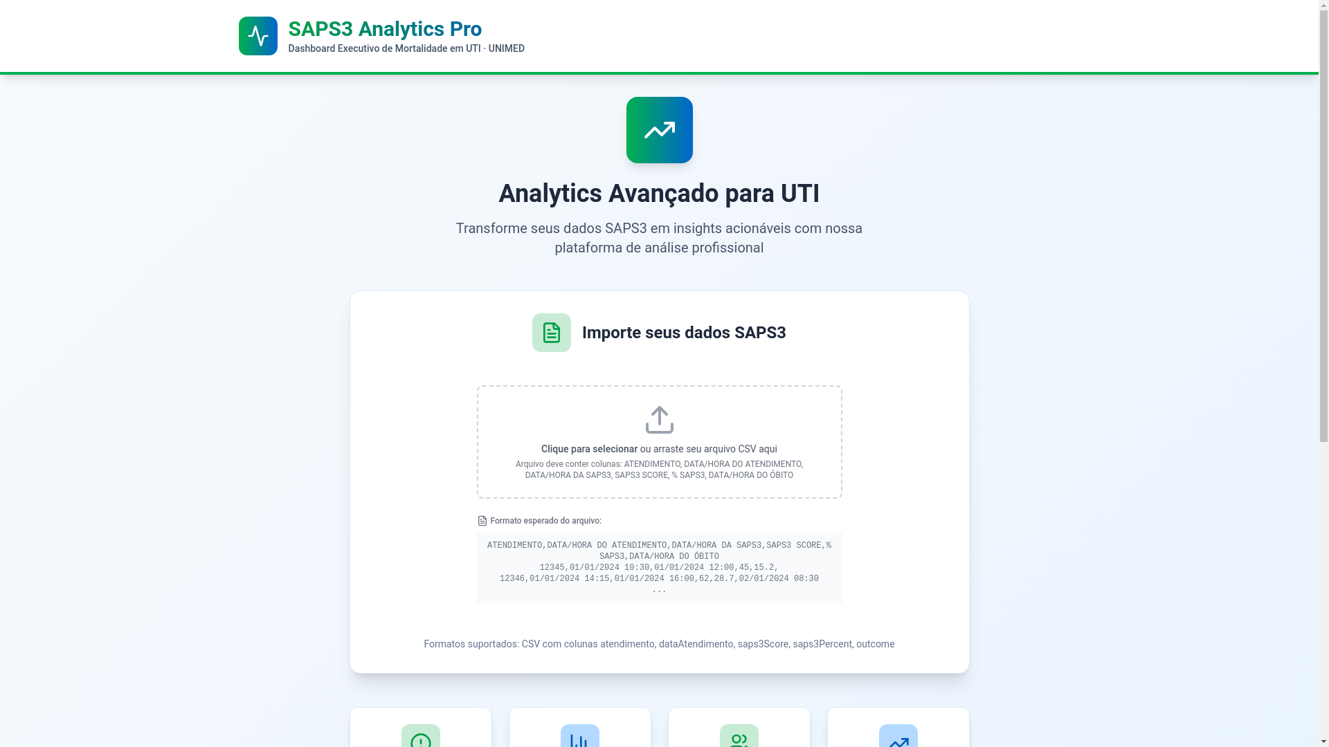 website screenshot of https://saps3-mortality-dashboard.pages.dev/