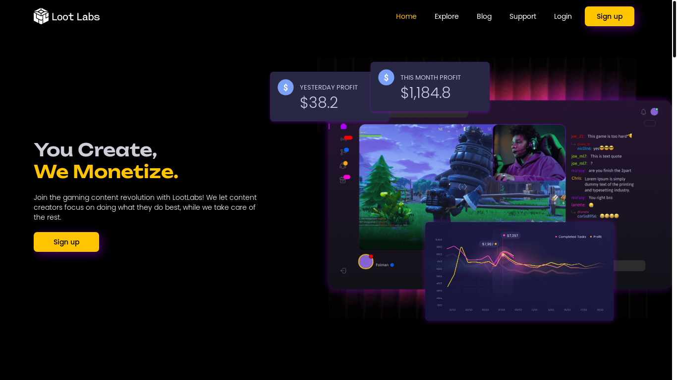 website screenshot of https://lootdest.org/