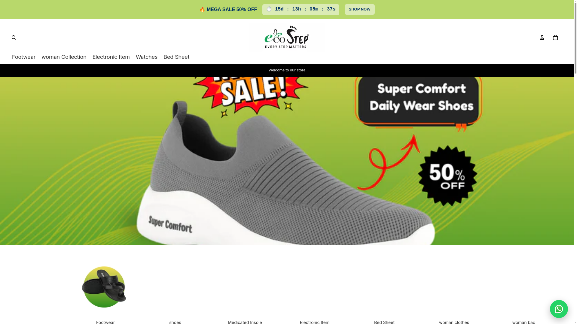 website screenshot of https://ecostepstore.com/