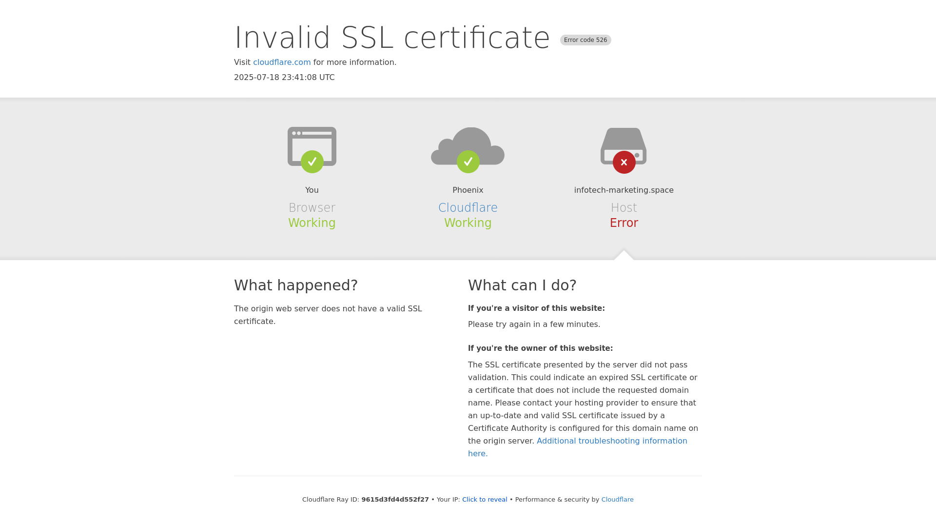 website screenshot of https://infotech-marketing.space/