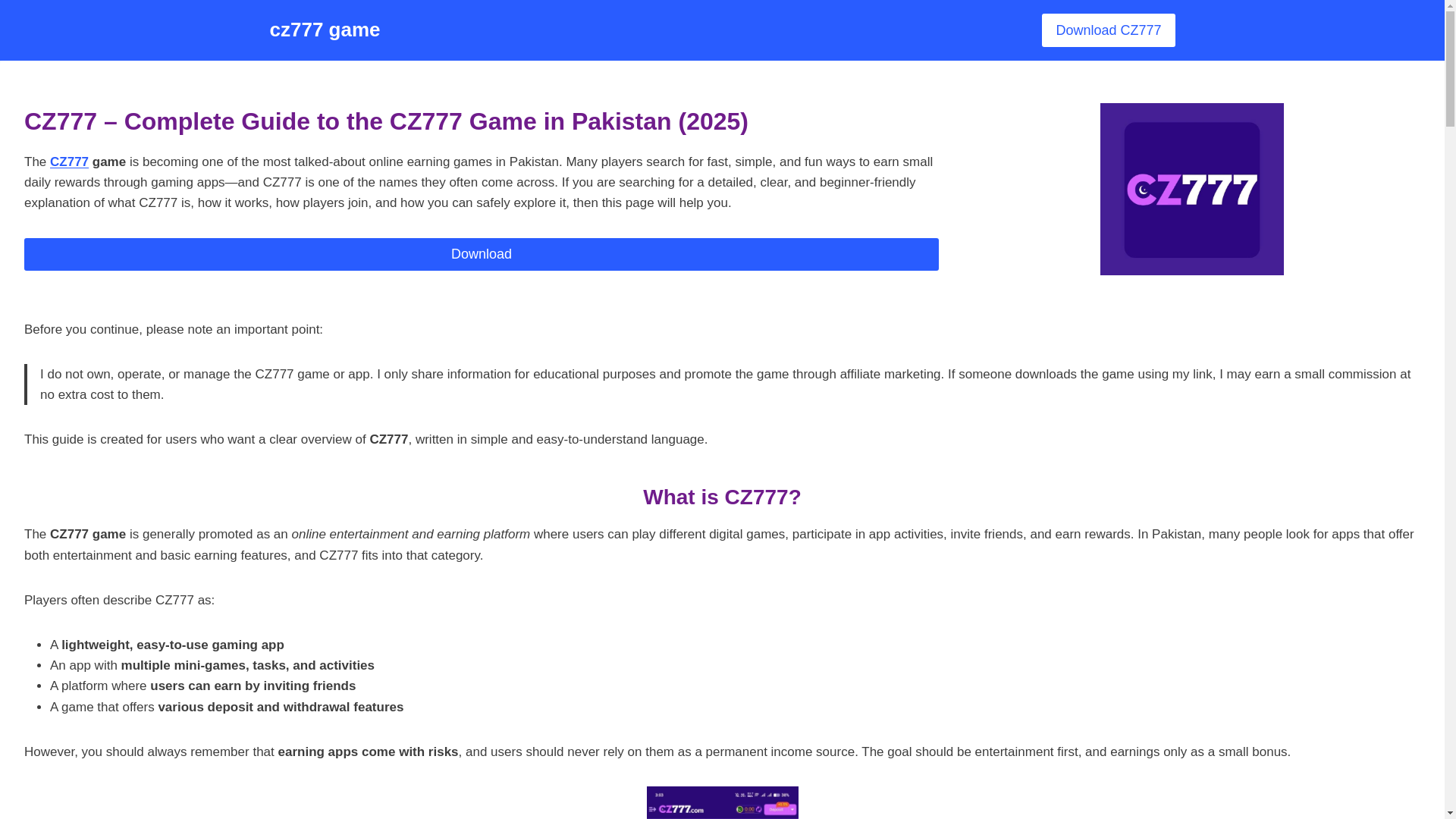 website screenshot of https://cz777game.org/