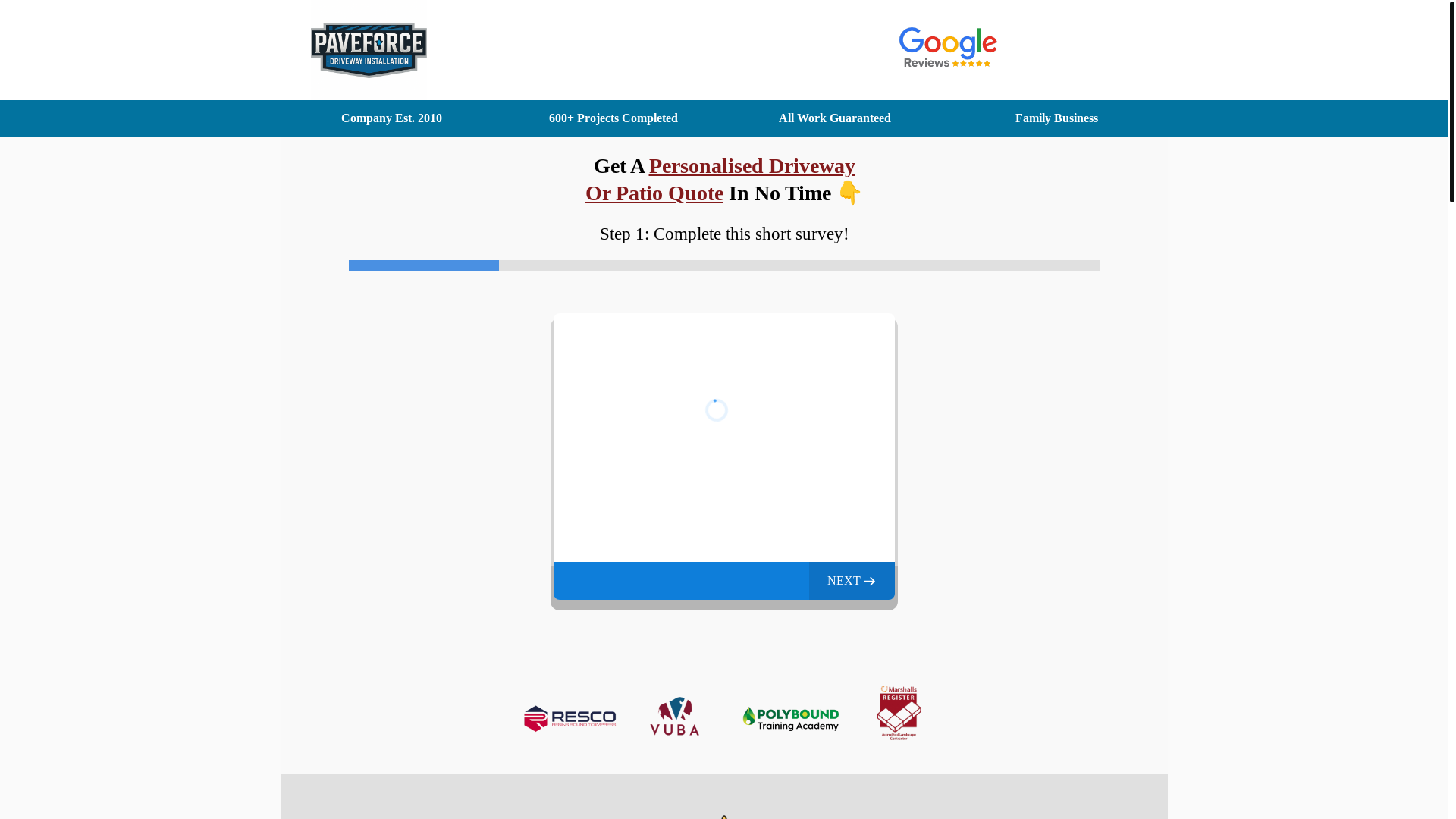 website screenshot of https://oakleighdrivesandpatios.co.uk/