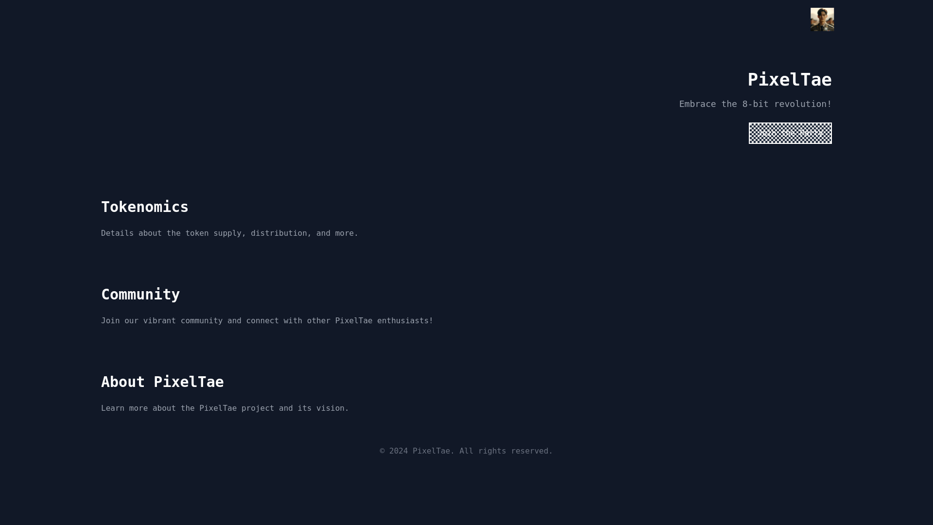 website screenshot of https://ptae-token-site.pages.dev/
