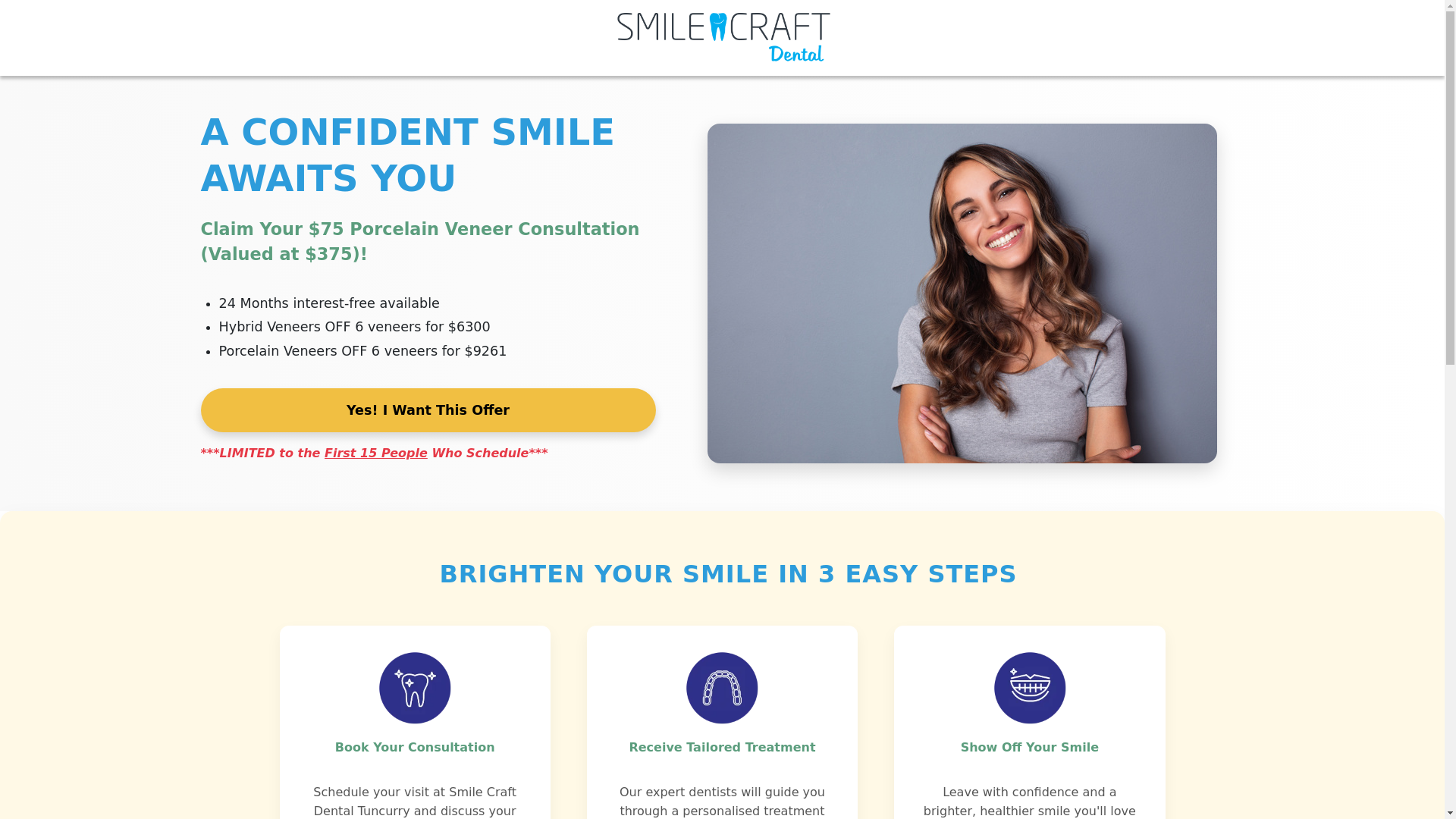 website screenshot of https://veneersatsmilecraft.com/