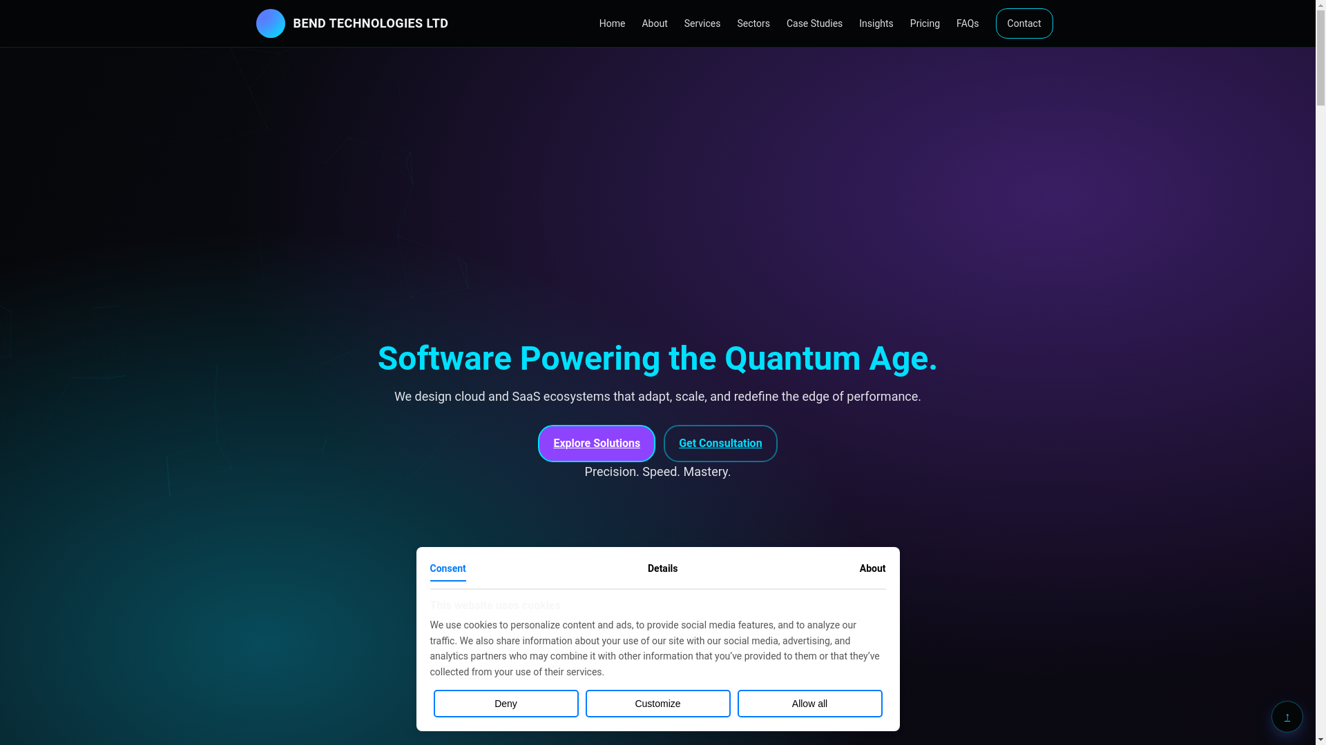 website screenshot of https://bendtechnologiies.com/