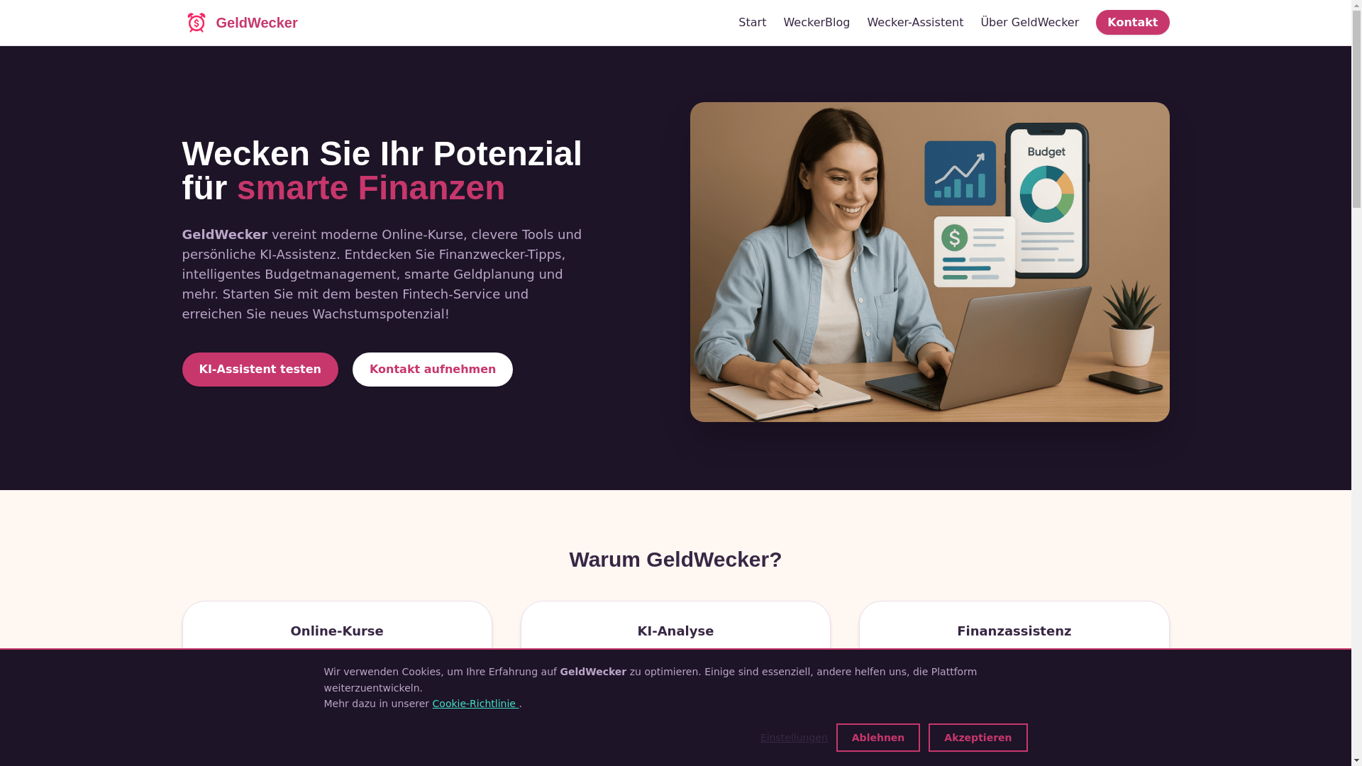 website screenshot of https://geldwecker.com/