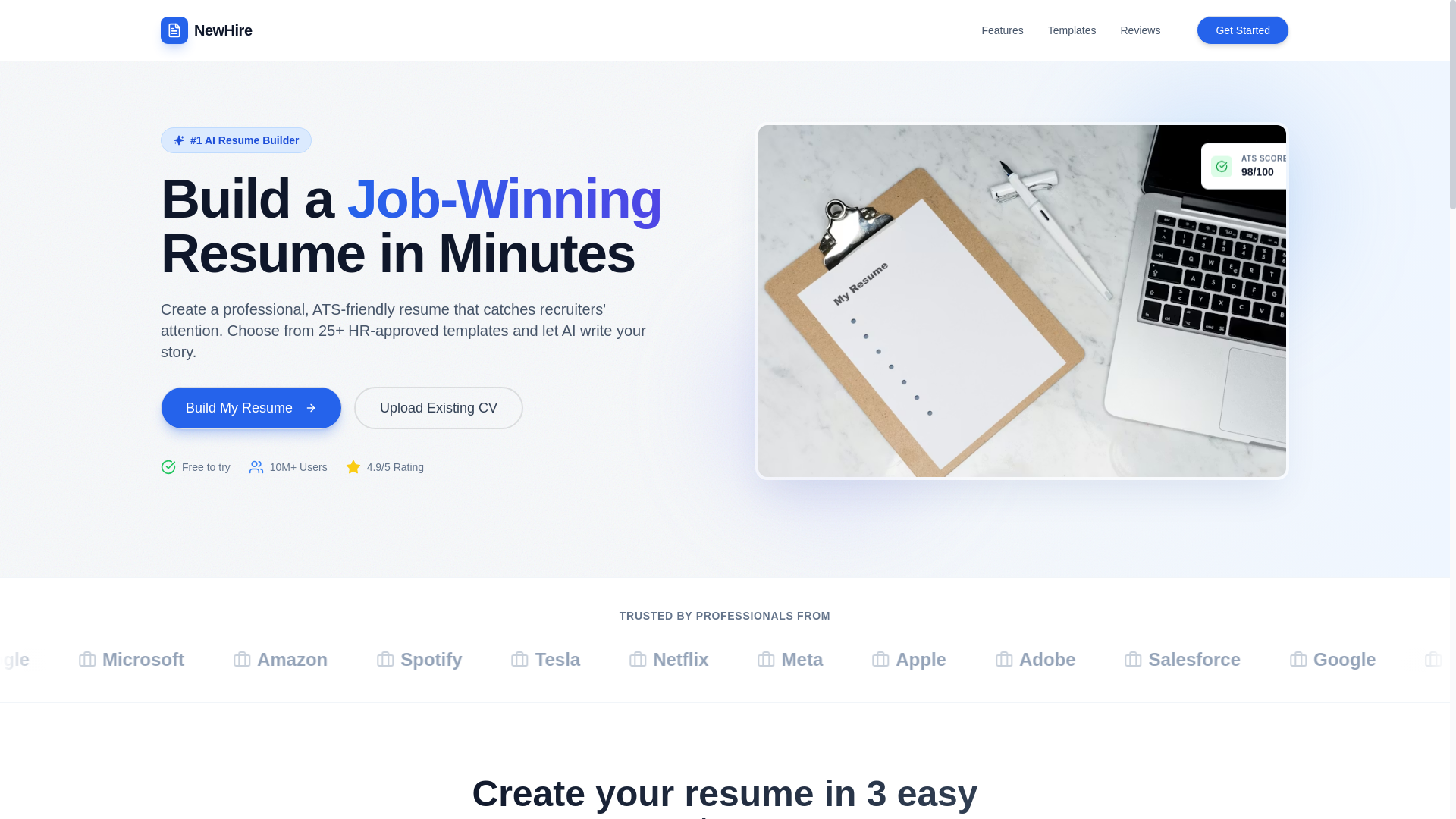 website screenshot of https://resumecvnew.pages.dev/