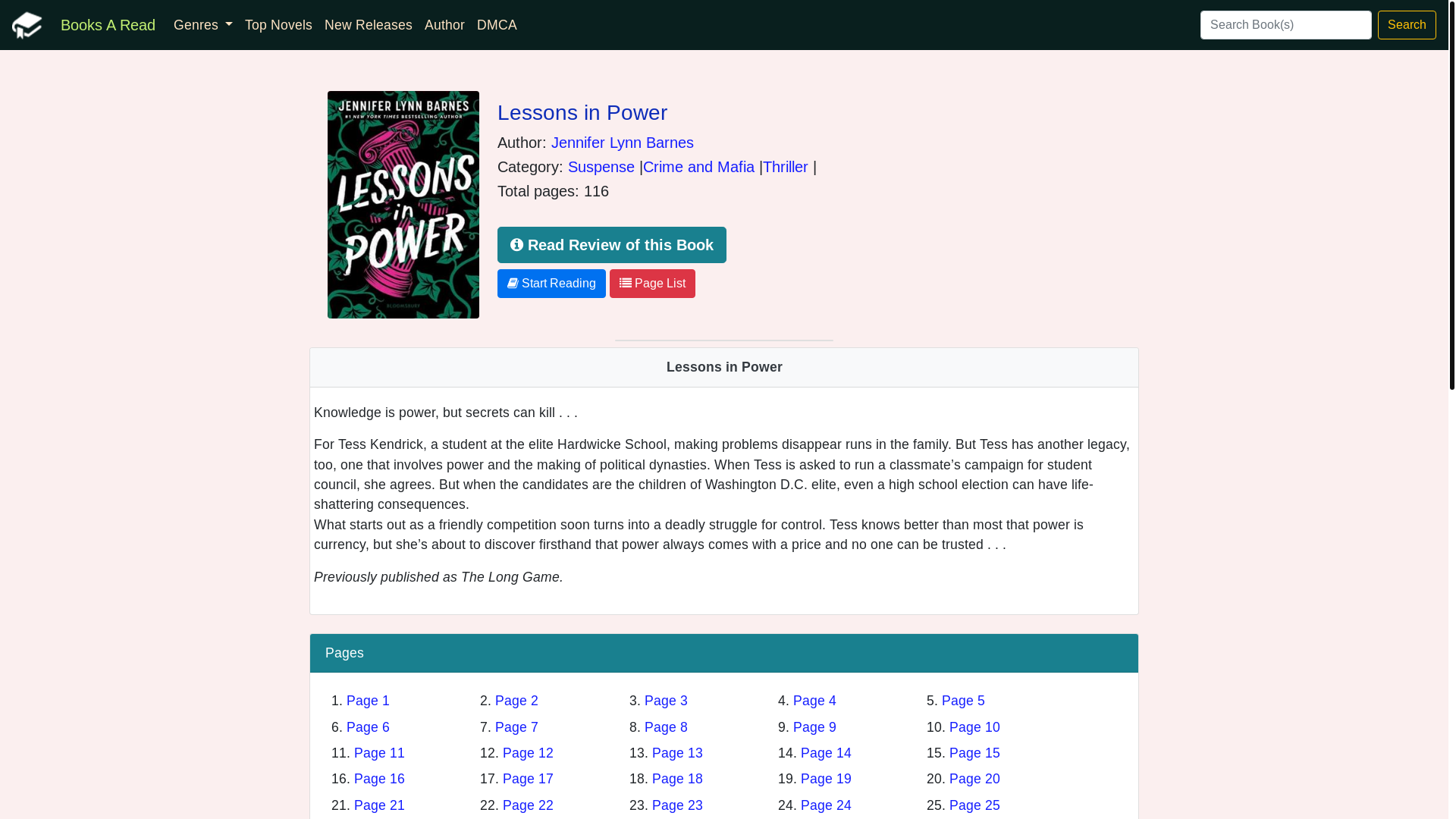 website screenshot of https://booksaread.com/Book/Details/201991/Lessons-in-Power