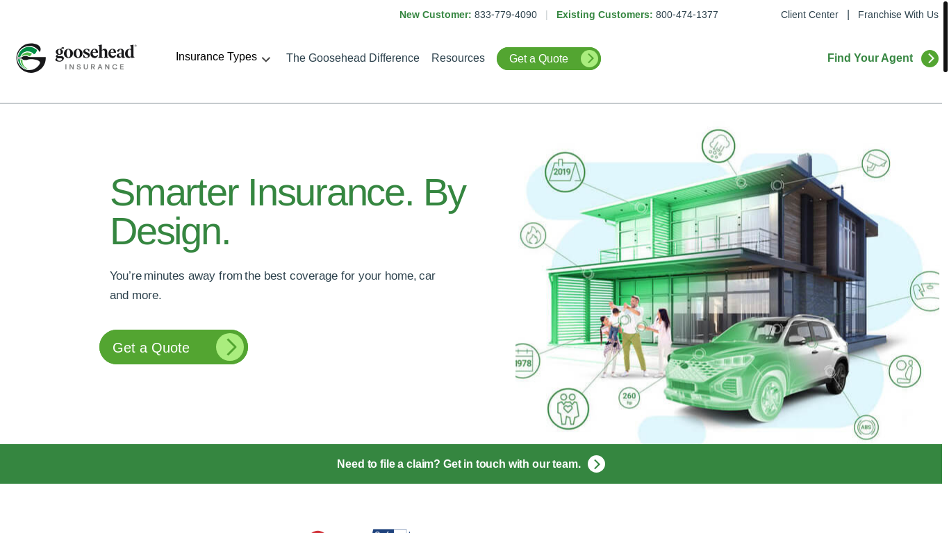 website screenshot of https://goosehead.com