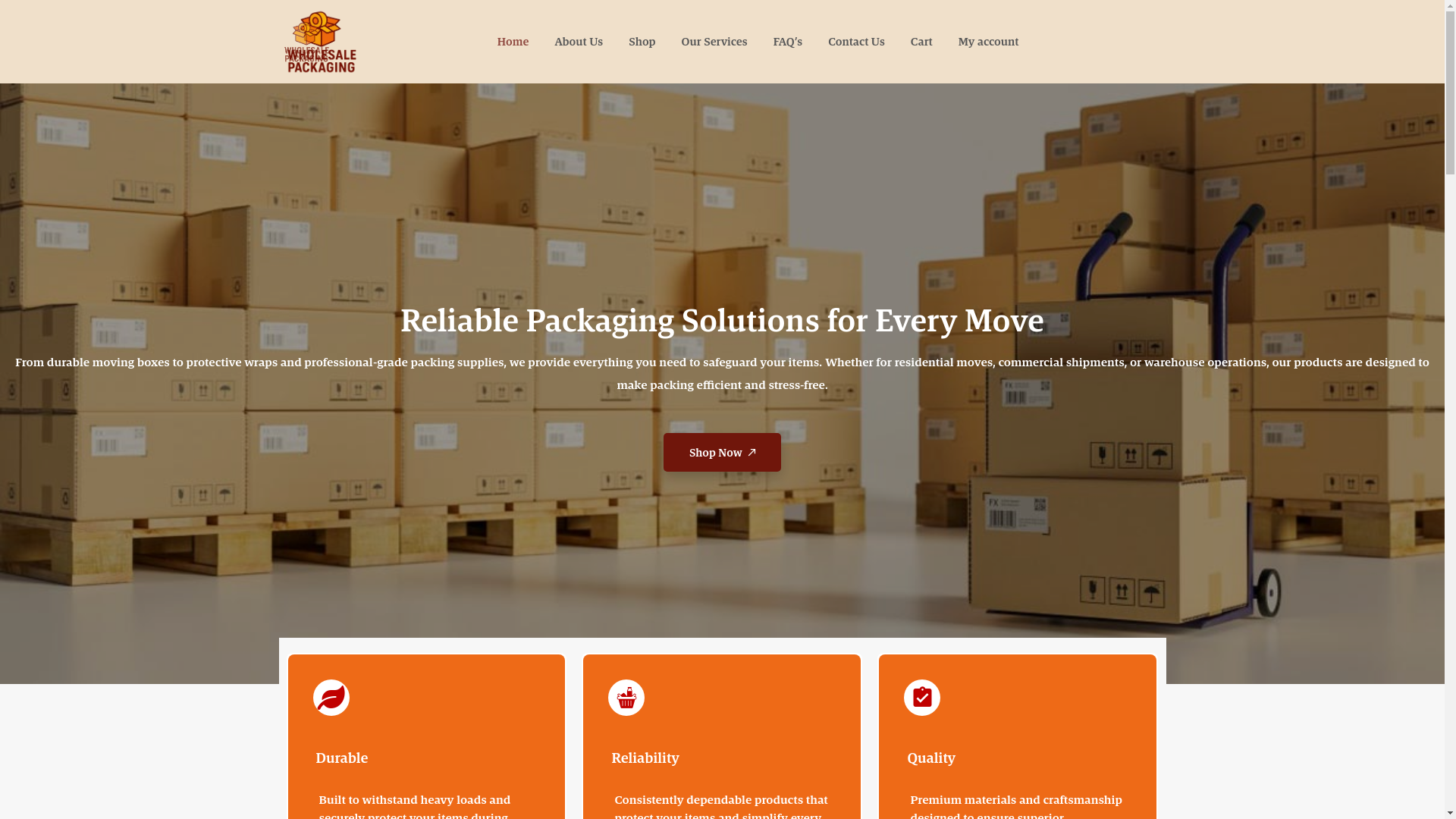 website screenshot of https://wholesalepackagingllc.com/