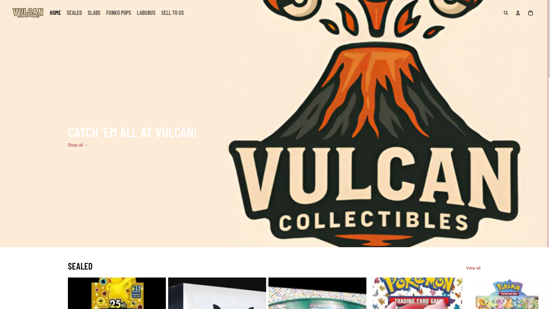 website screenshot of https://vulcancollectibles.com/