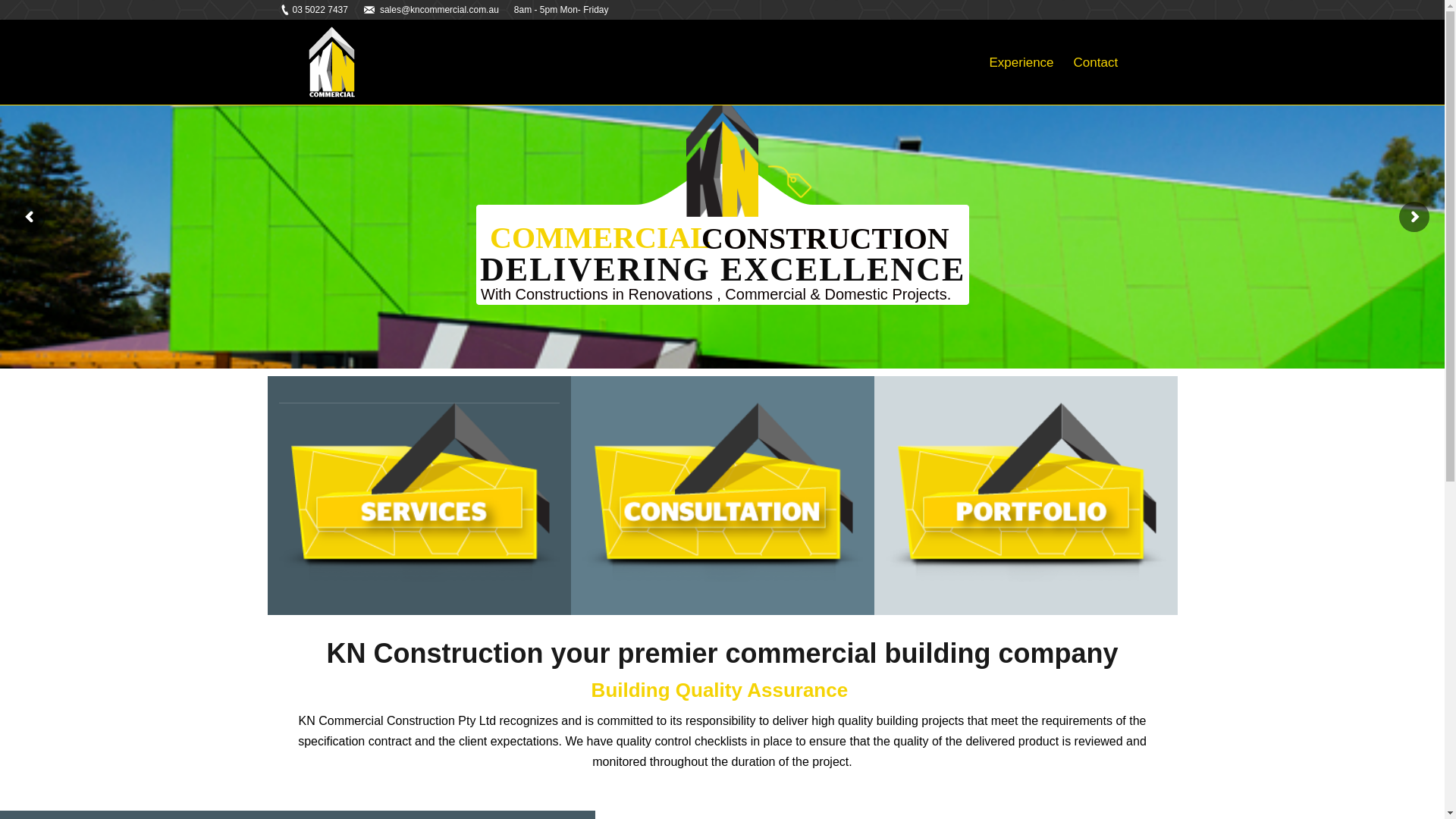 website screenshot of https://kncommercial.online/