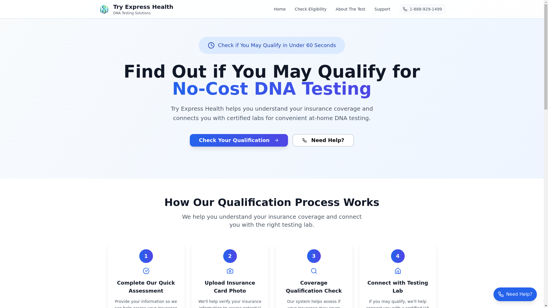 website screenshot of https://tryexpresshealthqualify.com/