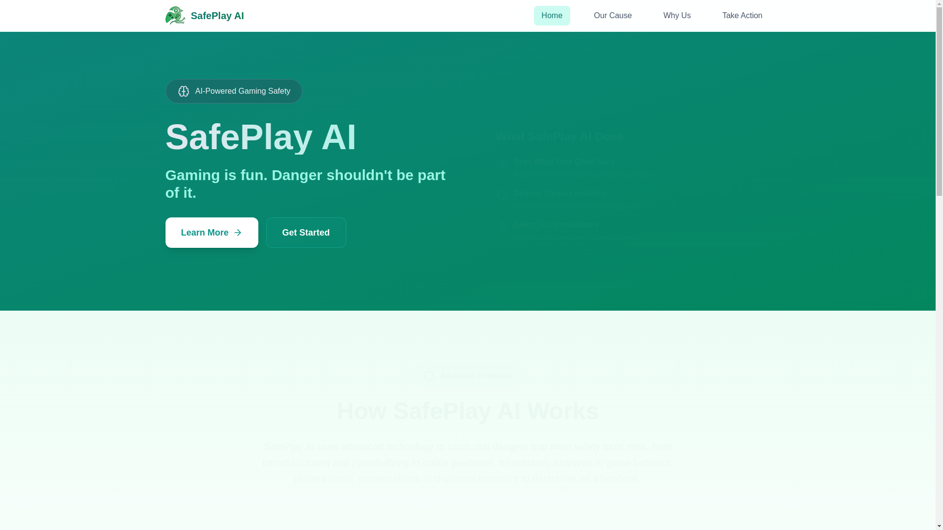 website screenshot of https://safeplayai.org/